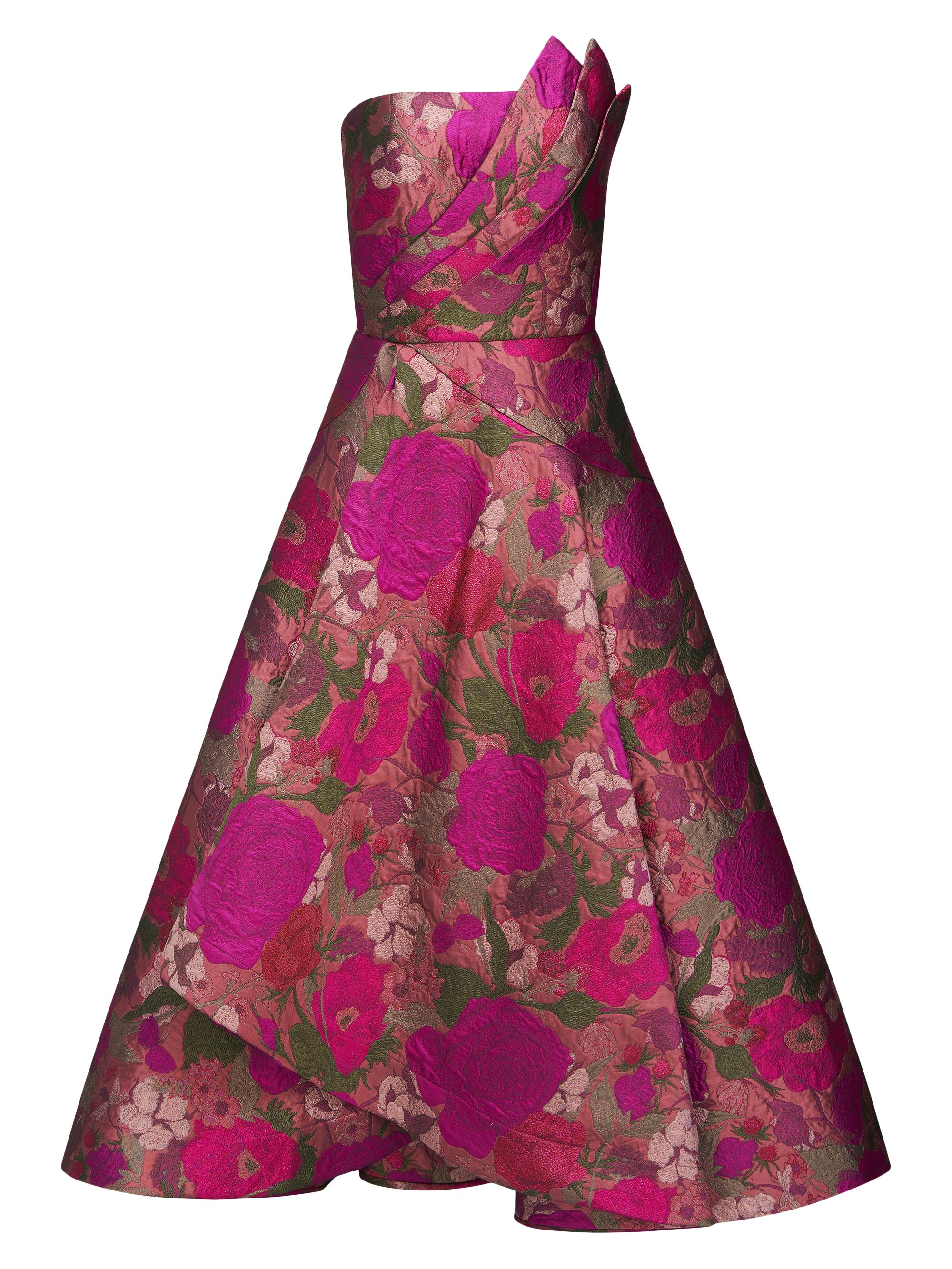 Theia Women's Carolina Floral Off-The-Shoulder Cocktail Midi-Dress - Rose Gold