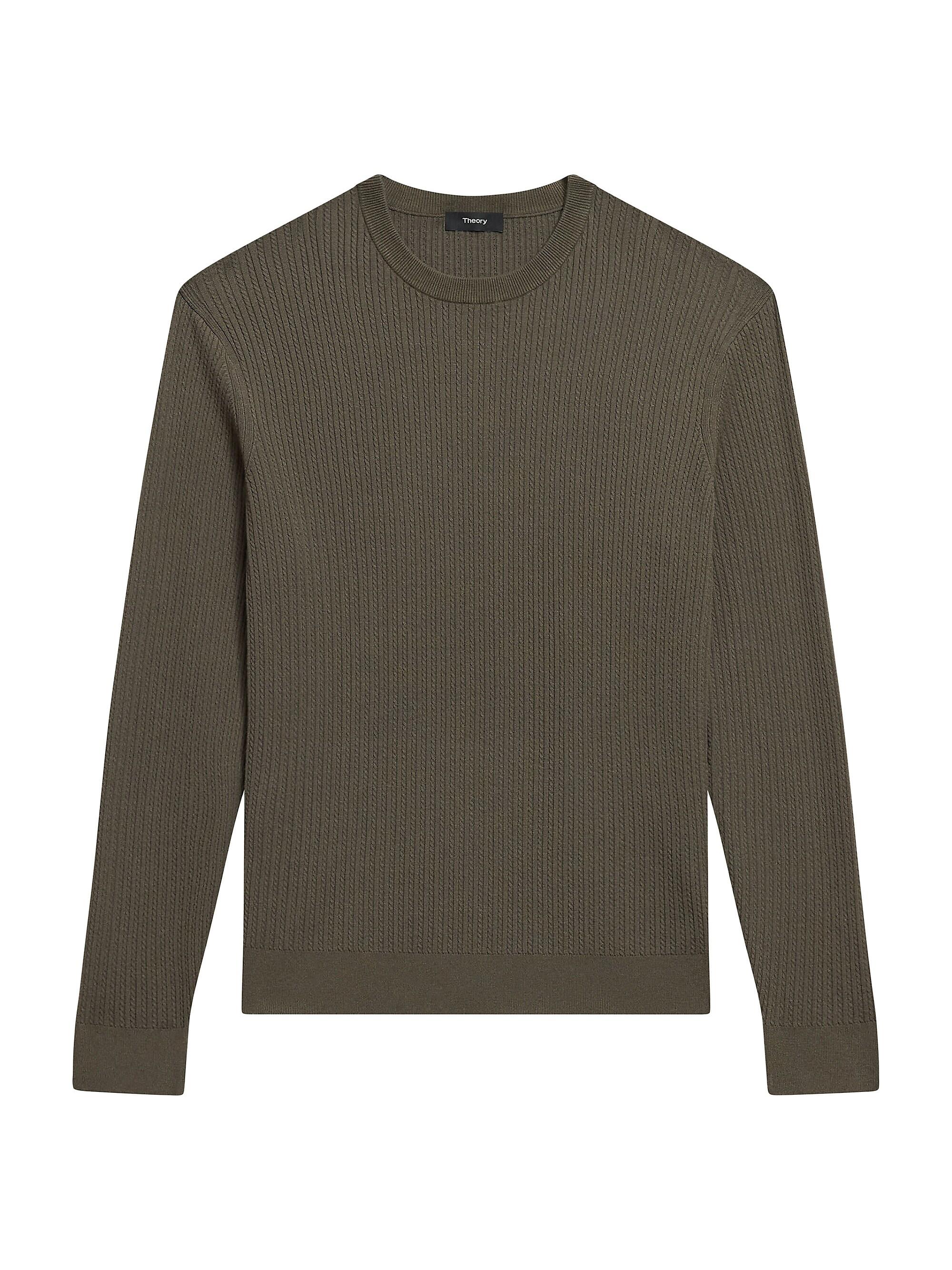 Theory Men's Riland Cable-Knit Crewneck Sweater - Moss