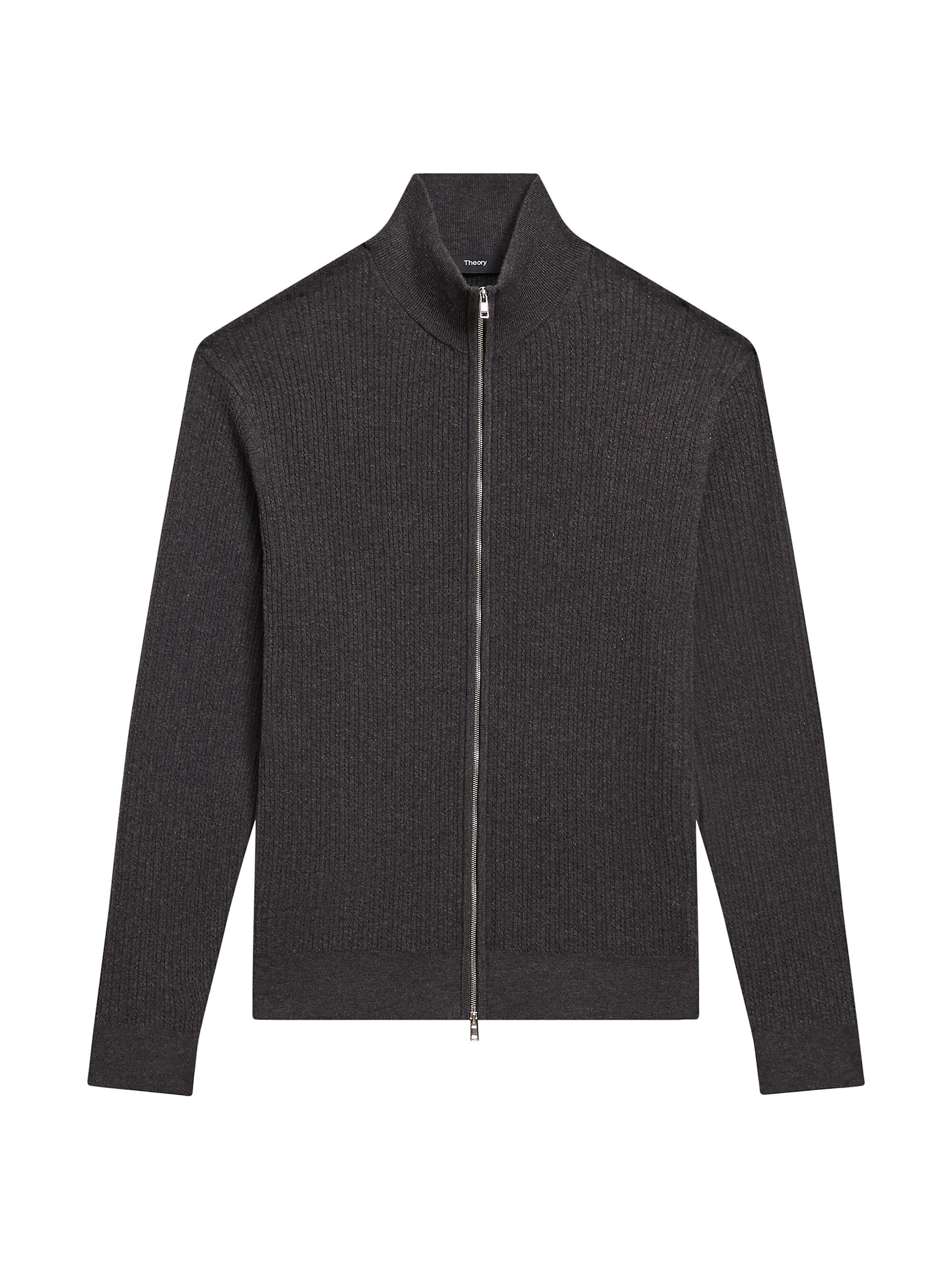 Theory Men's Riland Cable-Knit Full-Zip Sweater - Pestle Melange
