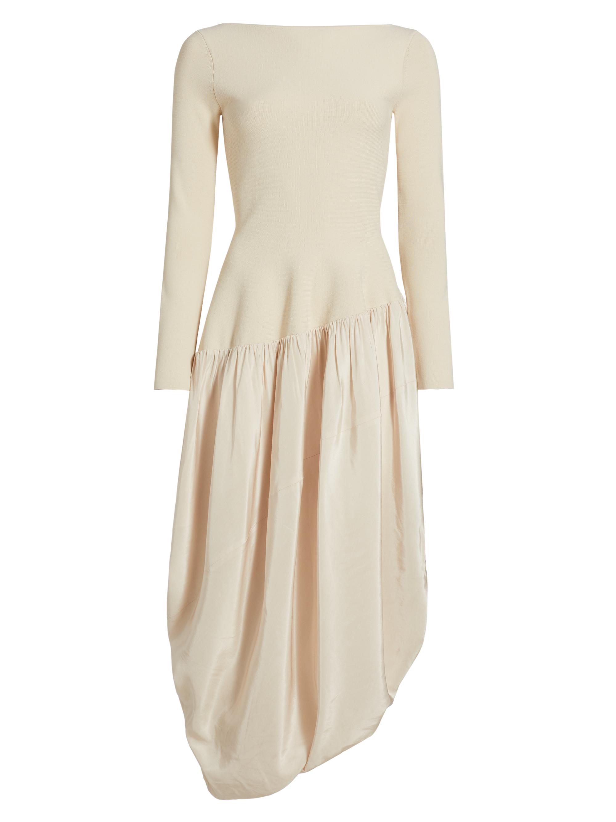 SIMKHAI Women's Angela Asymmetric Long-Sleeve Combo Midi-Dress - Sand