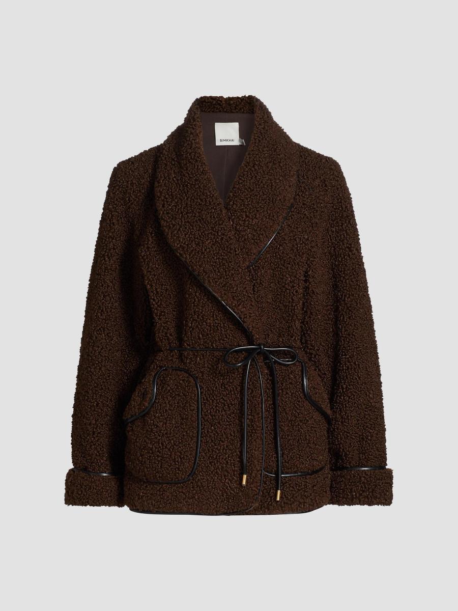 SIMKHAI Kimia Tie-Waist Sherpa Jacket | Saks Fifth Avenue