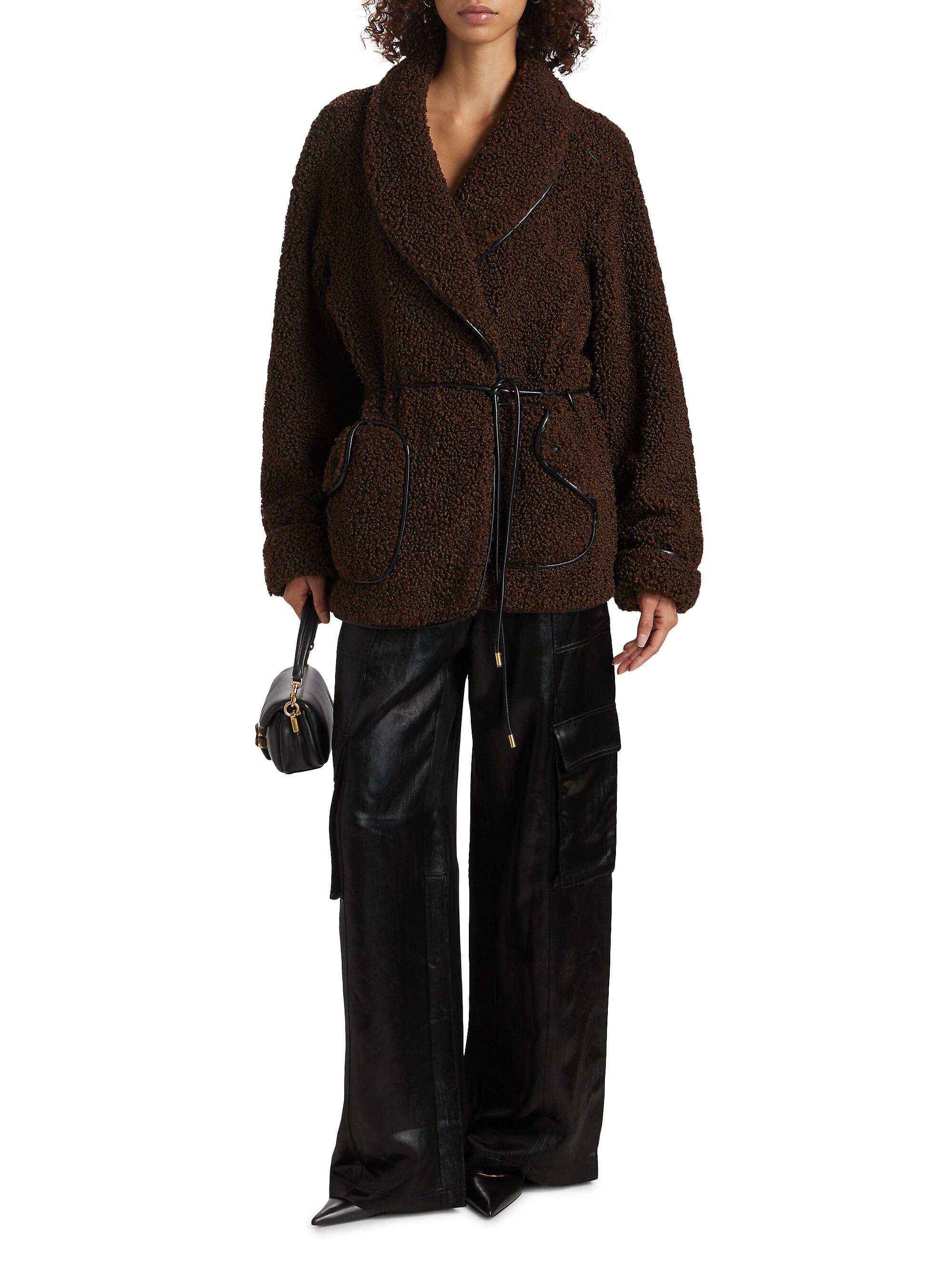タイムセール　SHE Tokyo Jan Silk Wool ブラック SIMKHAI Kimia Tie-Waist Sherpa Jacket | Saks Fifth Avenue