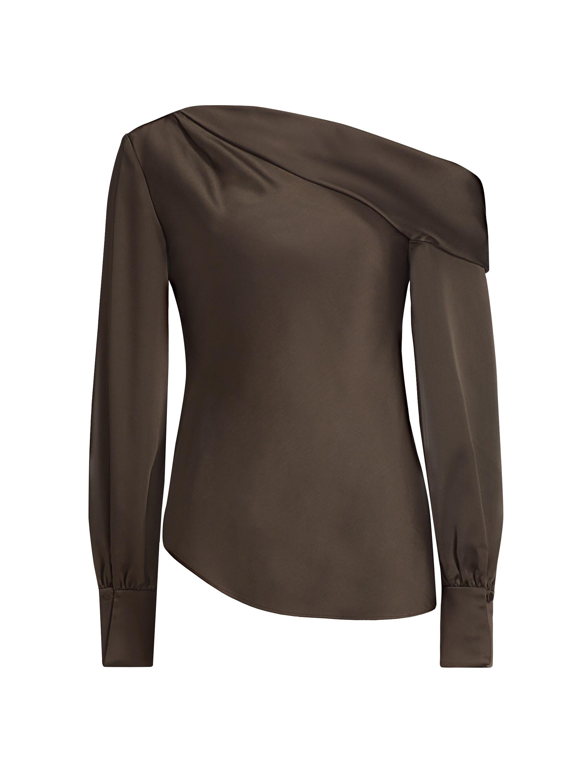 SIMKHAI Women's Alice Asymmetric Satin One-Shoulder Top - Chocolate