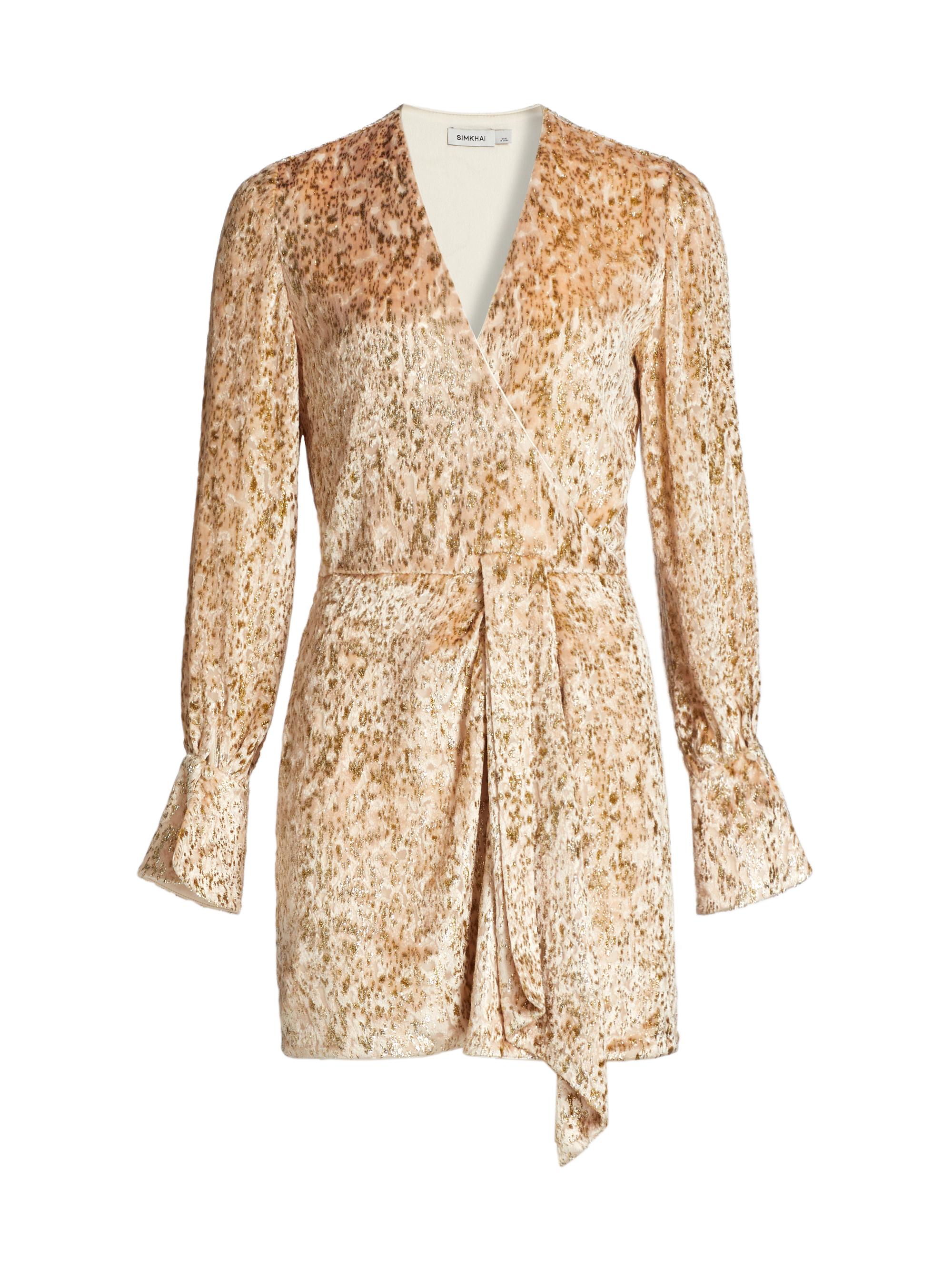 SIMKHAI Women's Camryn Abstract Metallic Velvet Minidress - Blush Metallic