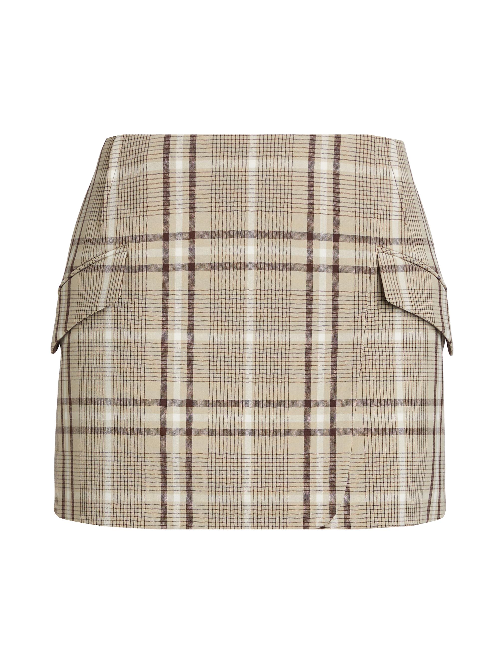 SIMKHAI Women's Payton Plaid Wrap Miniskirt - Sand Plaid