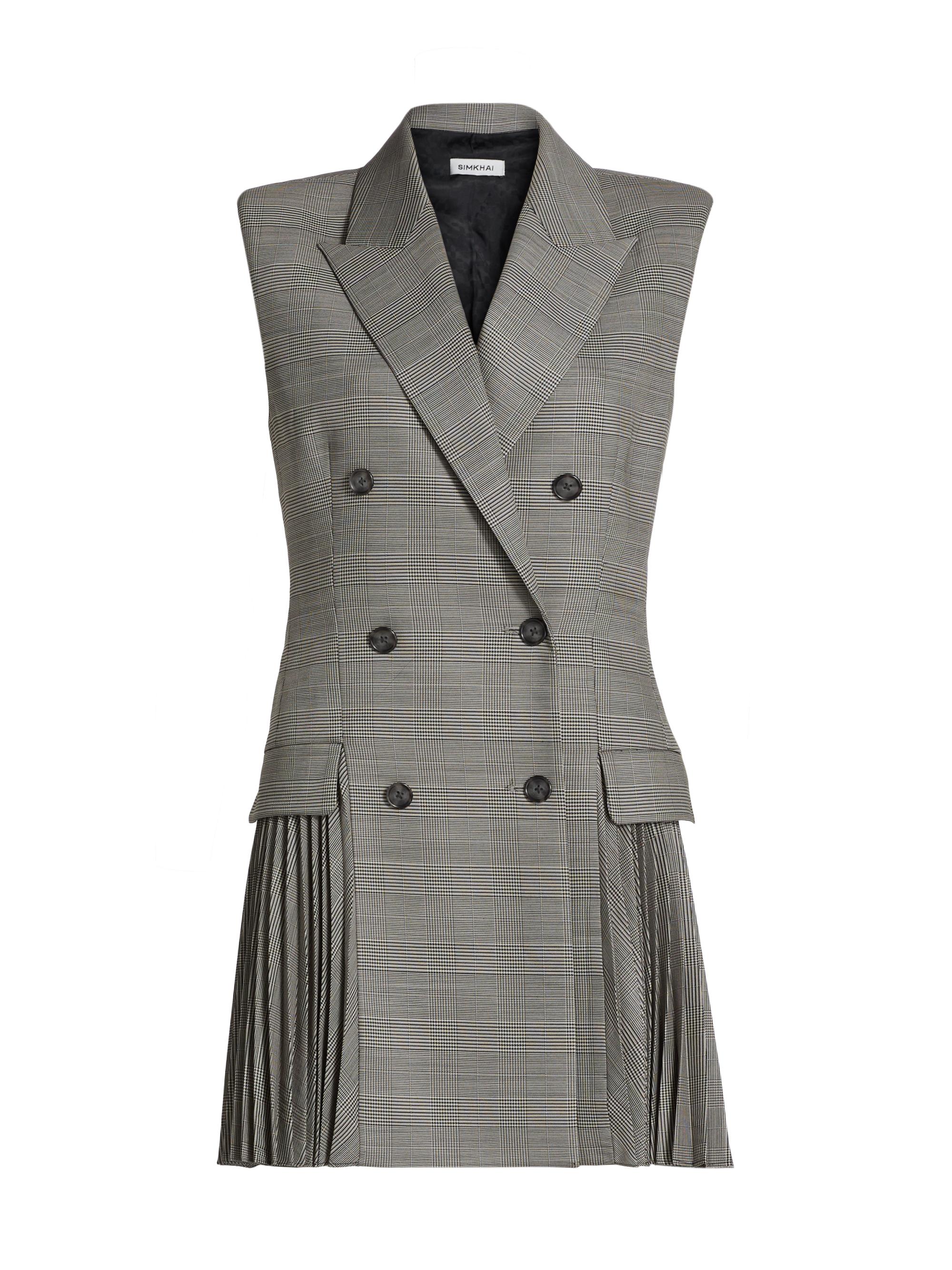 SIMKHAI Women's Tanaka Tailored Minidress - Black White Houndstooth