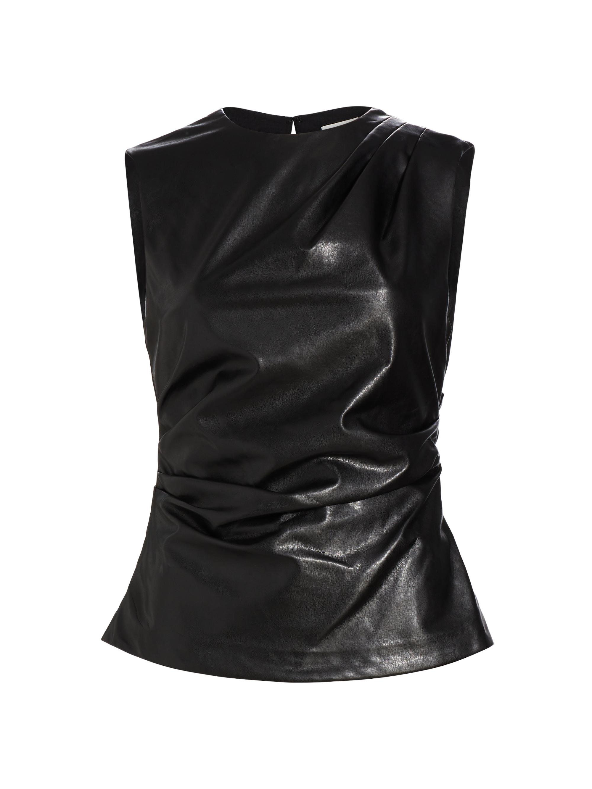 SIMKHAI Women's Wynter Draped Faux-Leather Top - Black