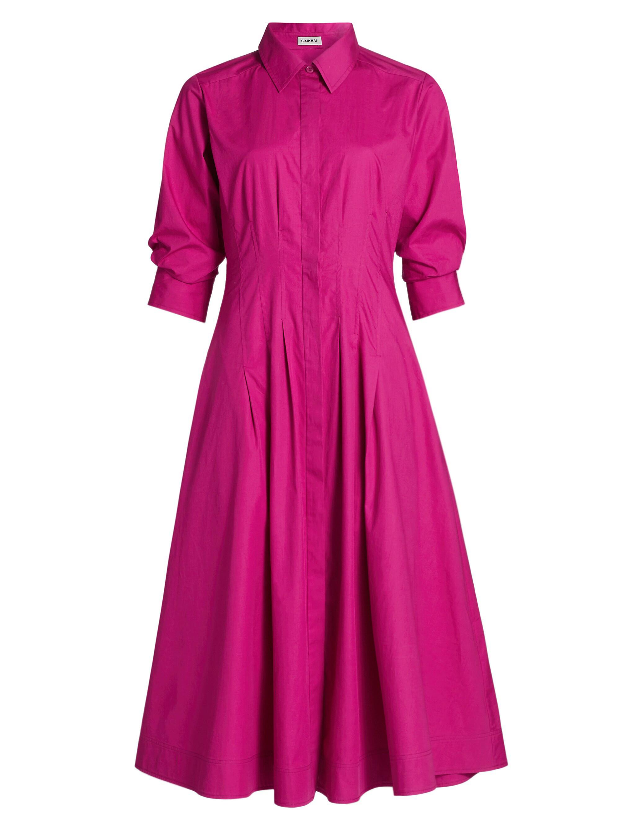 SIMKHAI Women's Jazz Bubble Hem Midi-Dress - Magenta