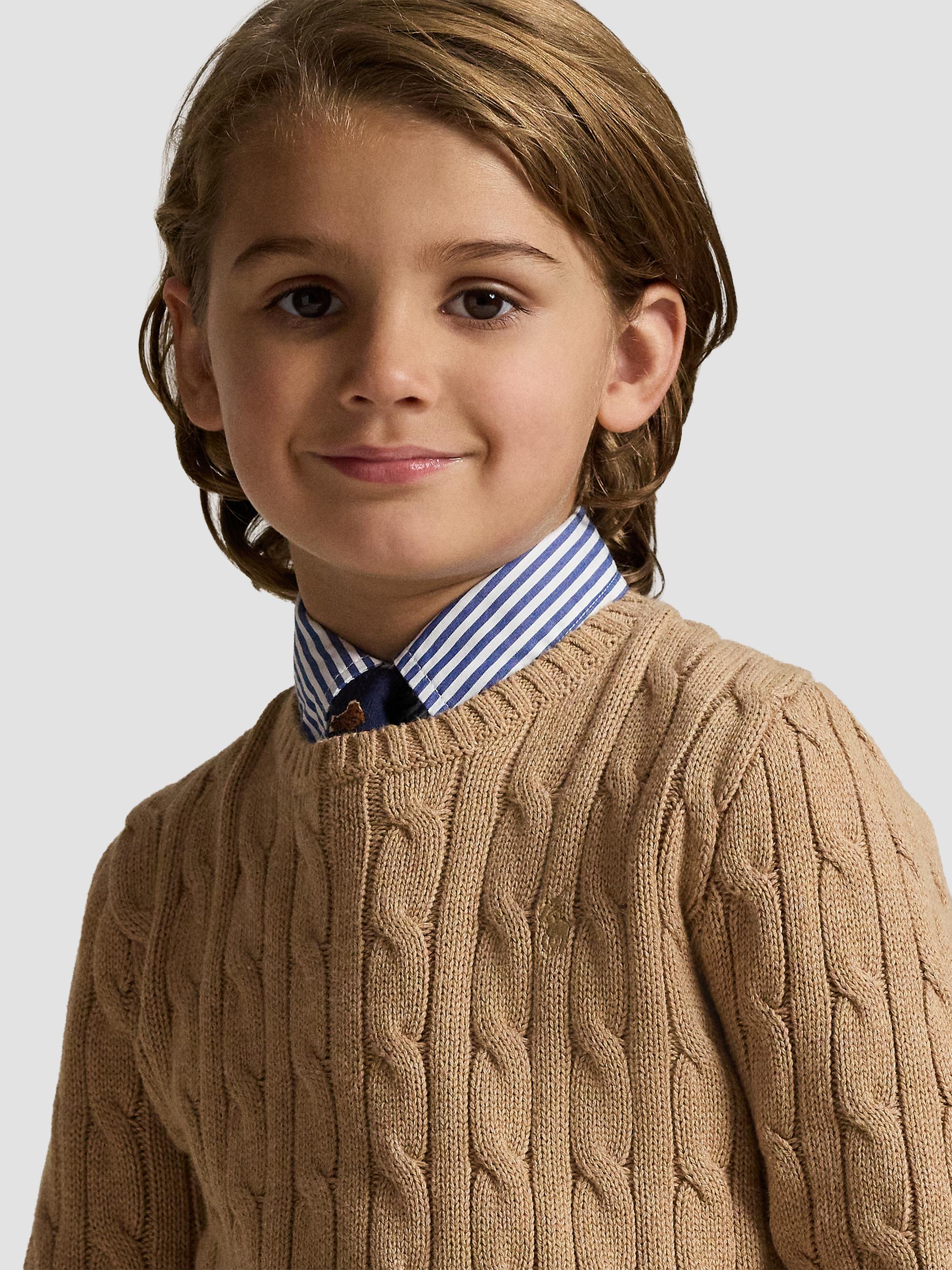 Polo Ralph Lauren Little Boy's & Boy's Cable-Knit Crewneck Sweater - Camel Heather | Thumbnail 4