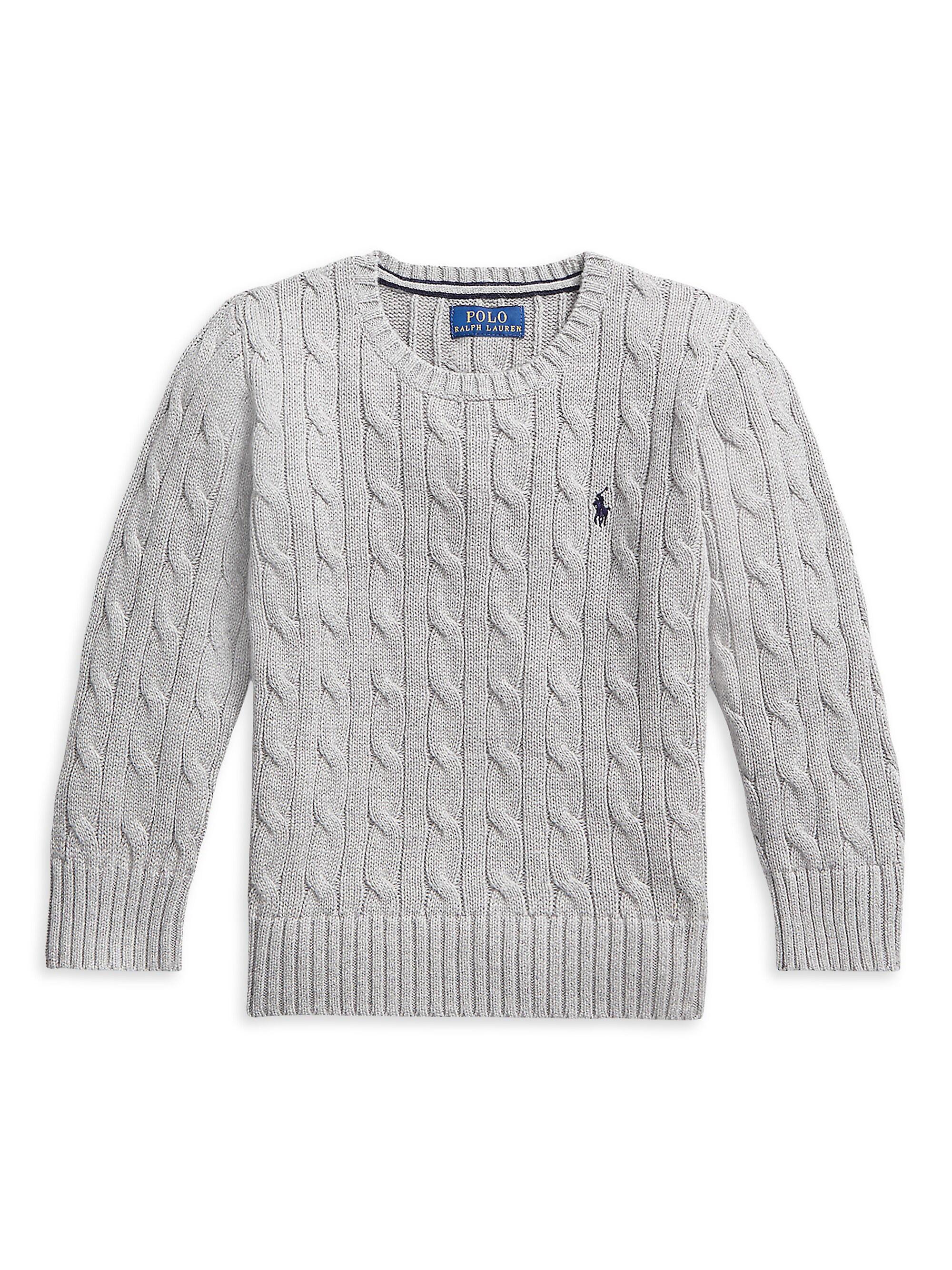 Polo Ralph Lauren Little Boy's & Boy's Cable-Knit Crewneck Sweater - Heather Grey