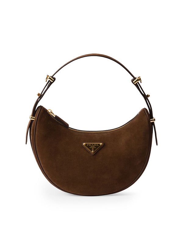 Shop Prada Arqué Suede Shoulder Bag | Saks Fifth Avenue Shop Prada Arqué Suede Shoulder Bag | Saks Fifth Avenue