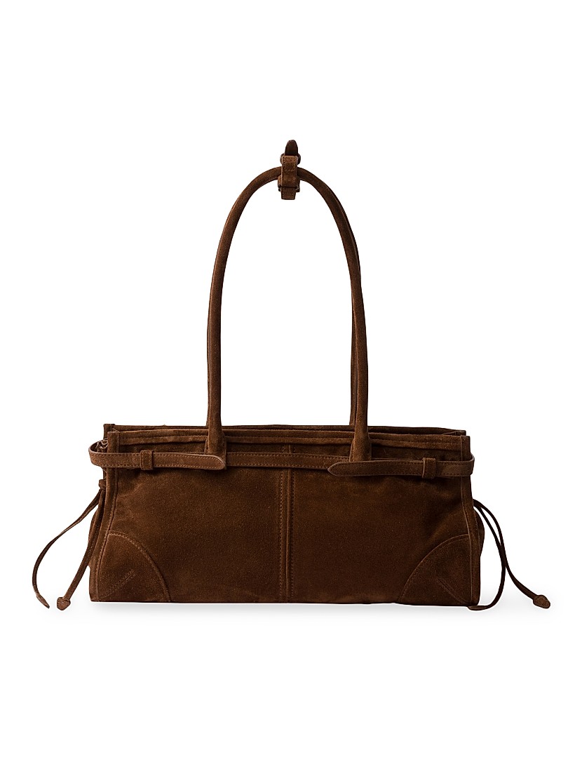 Shop Prada Bonnie Medium Suede Top Handbag | Saks Fifth Avenue Shop Prada Bonnie Medium Suede Top Handbag | Saks Fifth Avenue