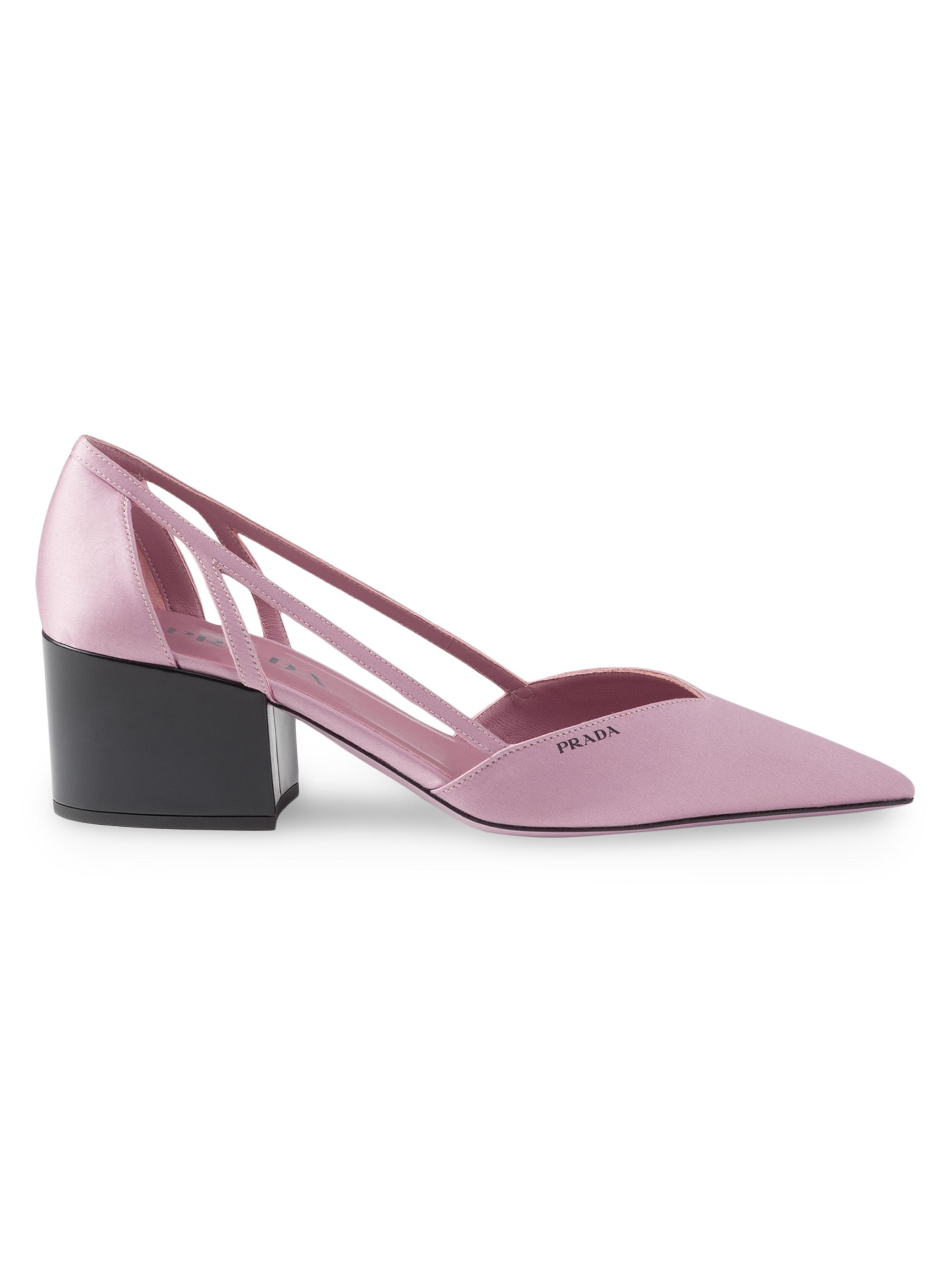 Prada Women's Satin Cut-Out Pumps - Pink
