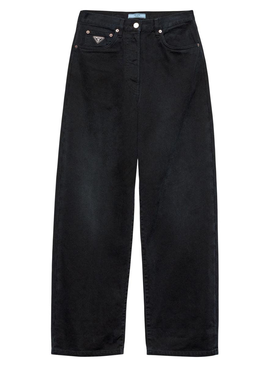 Prada Women's Barrel Leg Jeans In Black