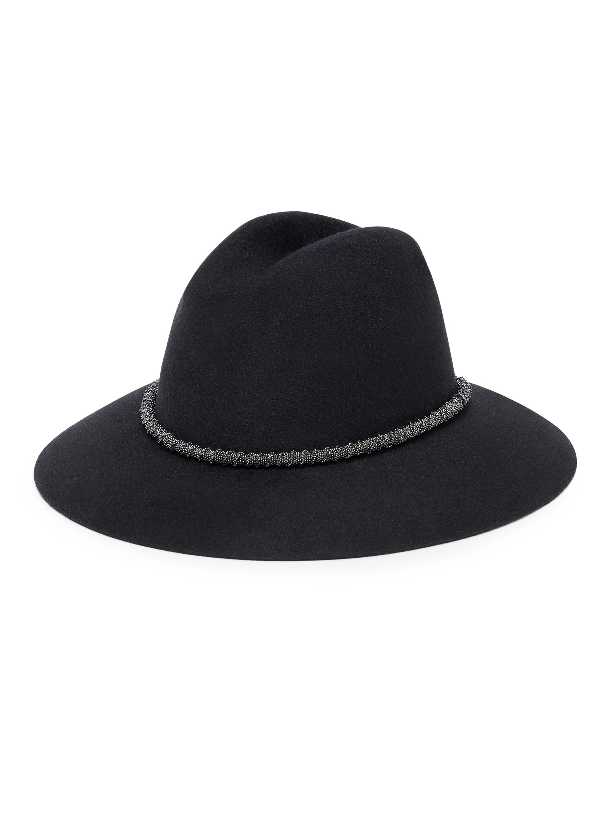Brunello Cucinelli Women's Felt Fedora with Precious Braided Band - Black