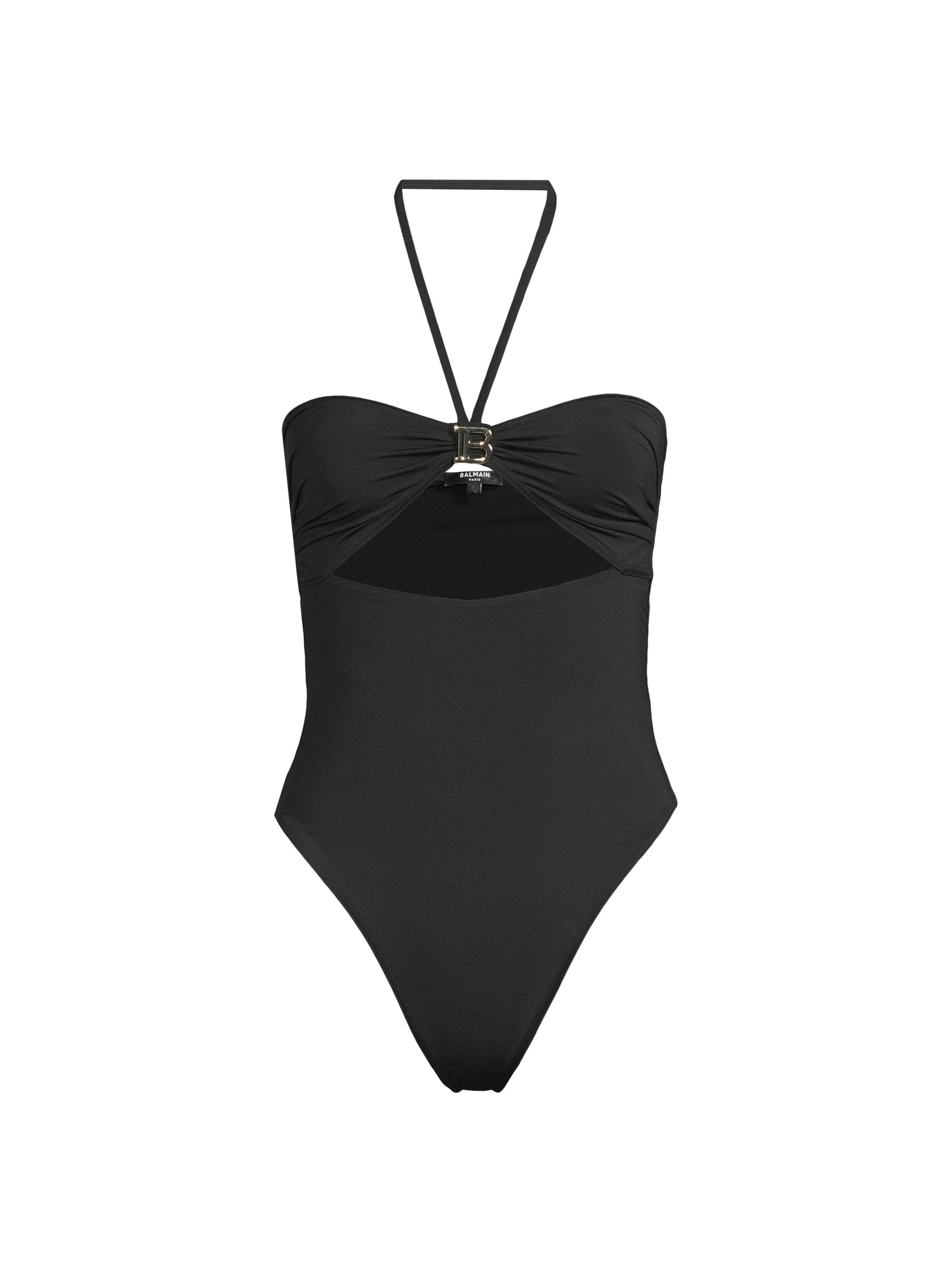 Balmain Women's B. Metal Bandeau One-Piece Swimsuit - Black