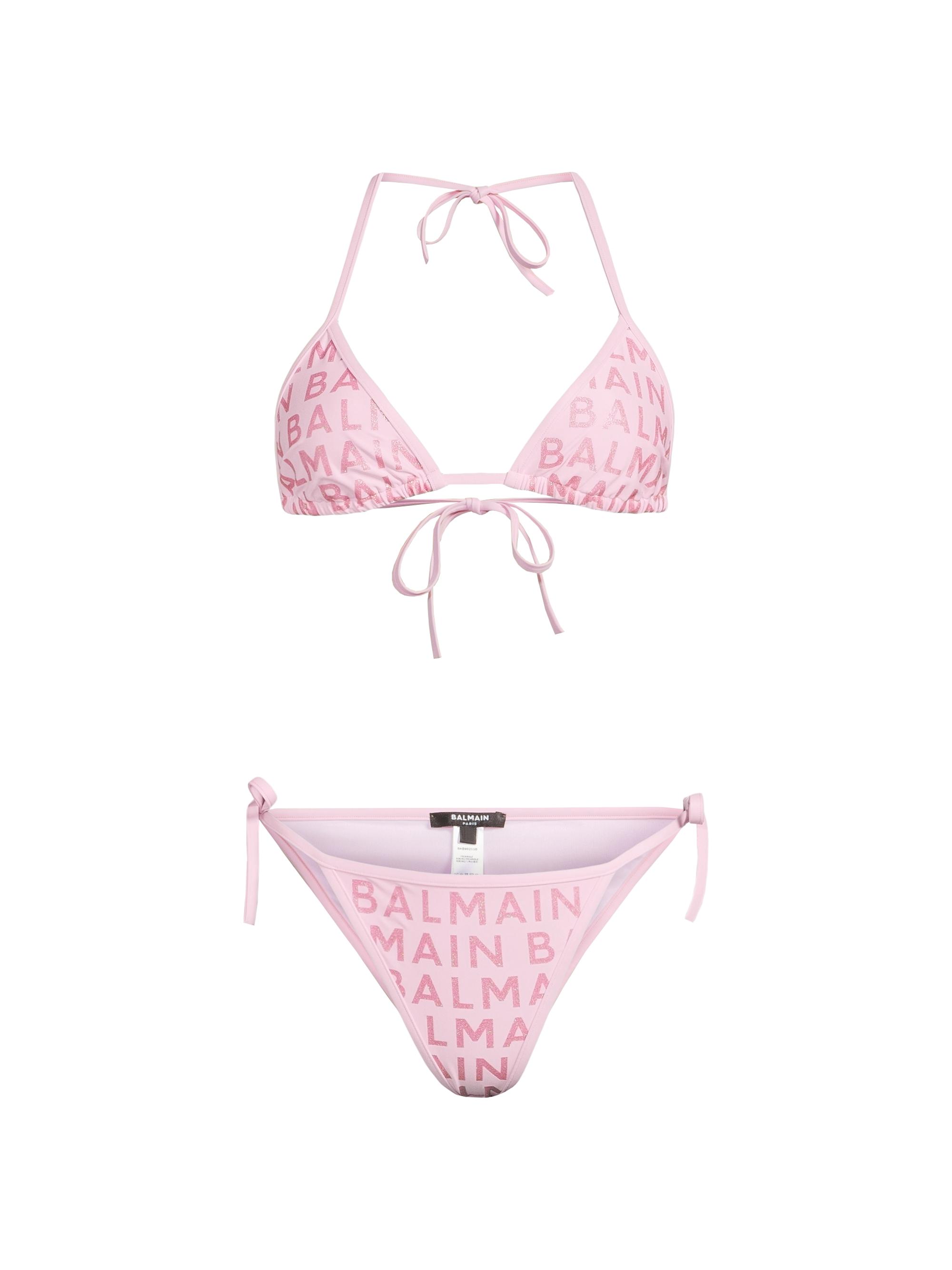 Balmain Women's Allover Print Triangle Bikini Set - Black
