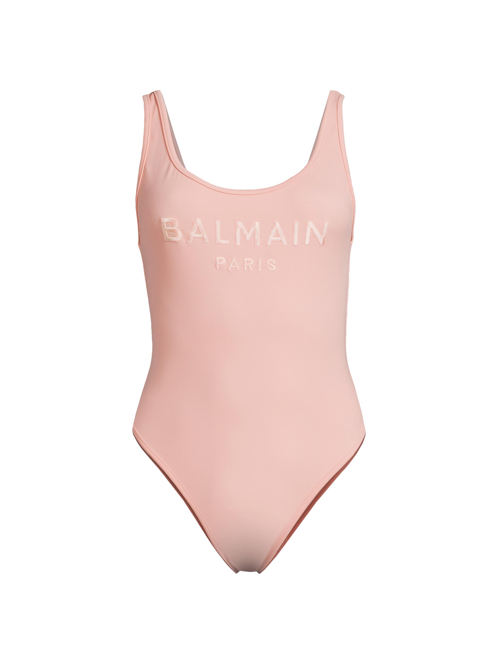 Balmain Women's Embroidery Logo One-Piece Swimsuit - Dark Pink