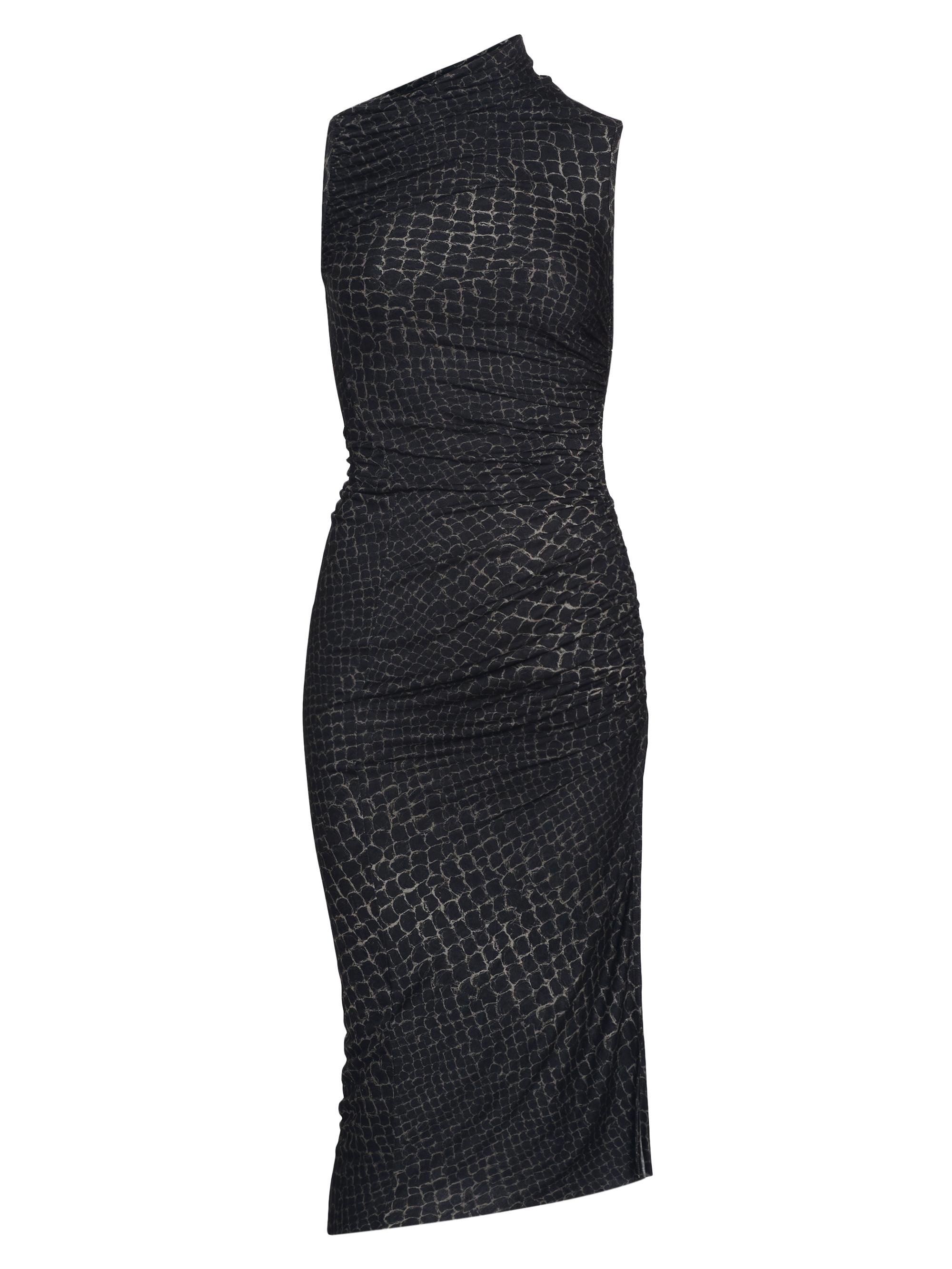 Rick Owens Women's Abito Svita Crocodile Sleeveless Knee-Length Dress - Black Pearl