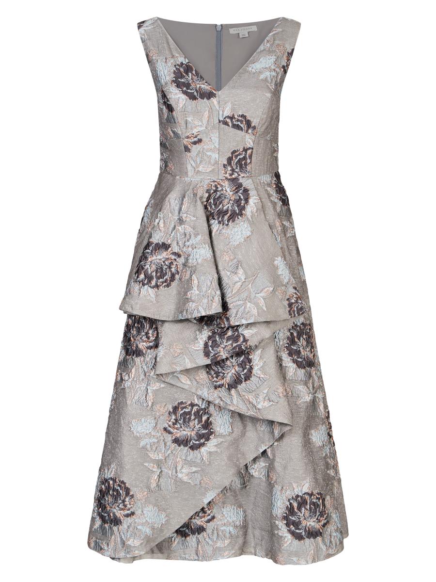 やや　Osmanthus Motif Jacquard Dress Kay Unger Elsie Floral Drape Cocktail Dress | Saks Fifth Avenue