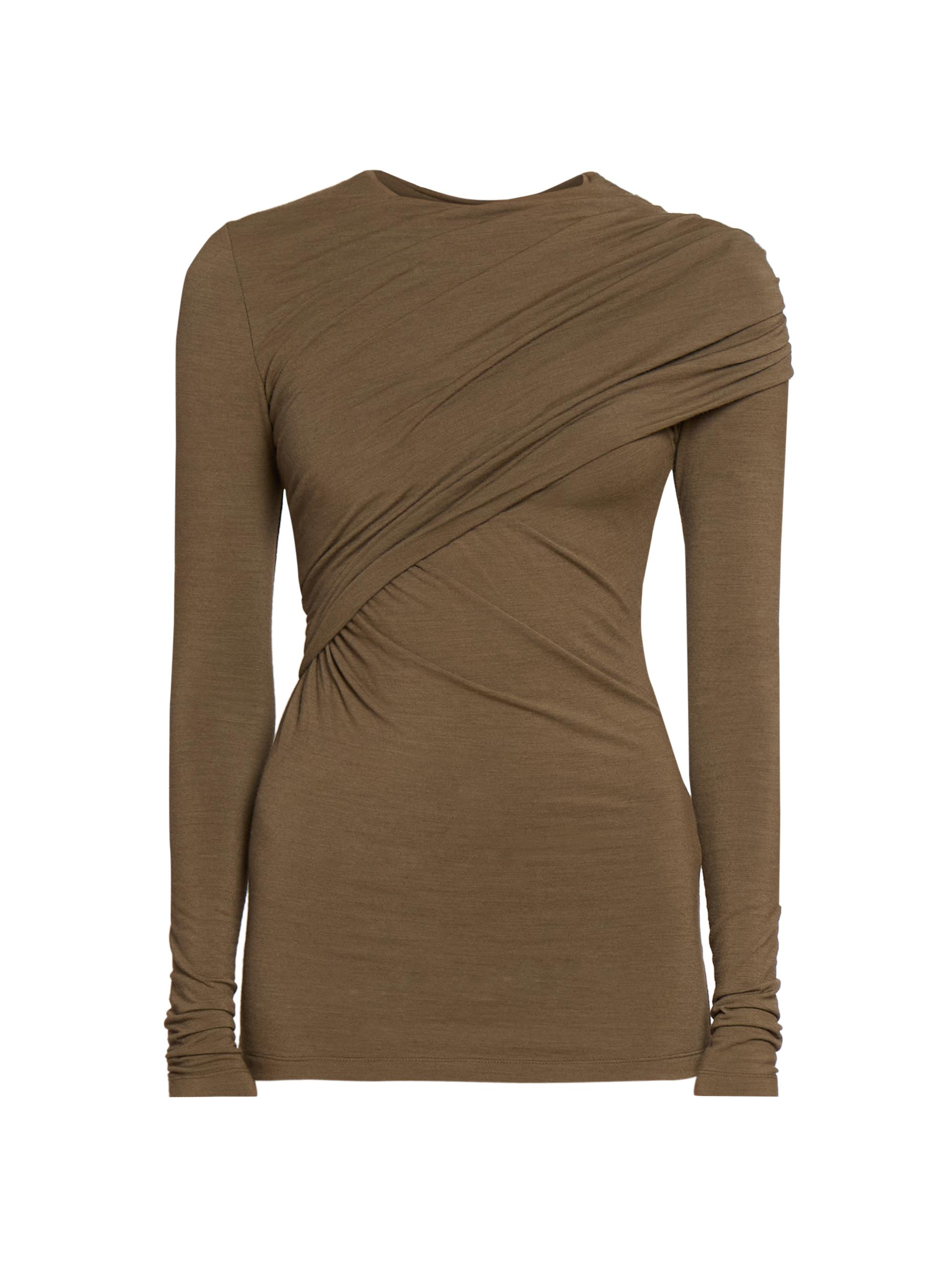Isabel Marant Women's Asna Ruched Jersey Crewneck Top - Bronze