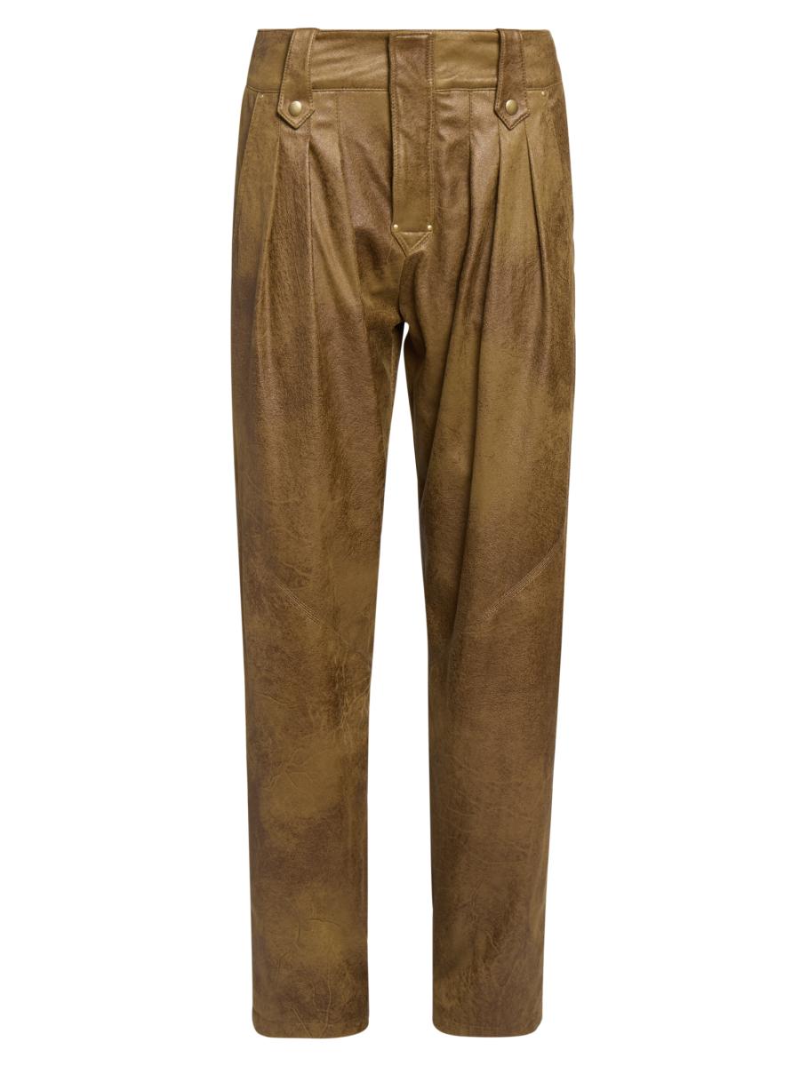 パンツ Isabel Marant Embroidered Stretch Wool Blend Pant Isabel Marant Gwen Pleated Faux Leather Straight-Leg Pants