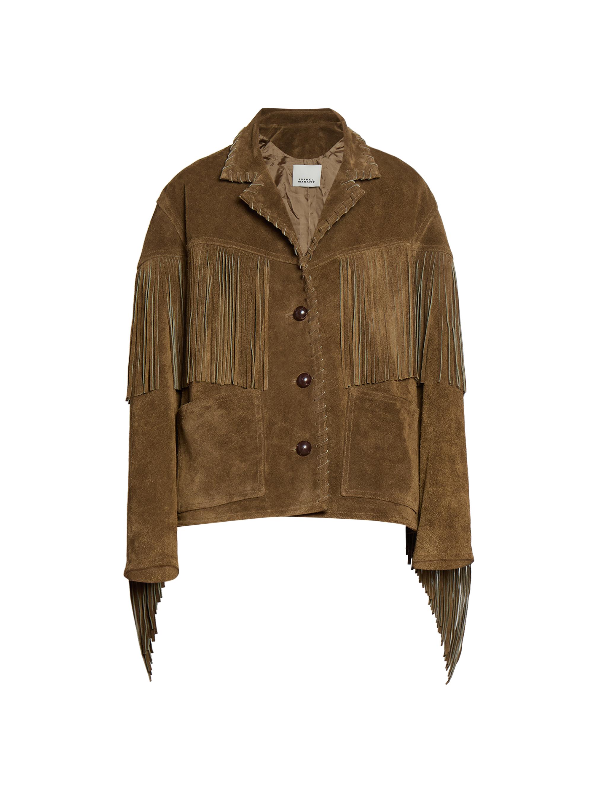 Isabel Marant Women's Fabie Suede Fringe Jacket - Bronze