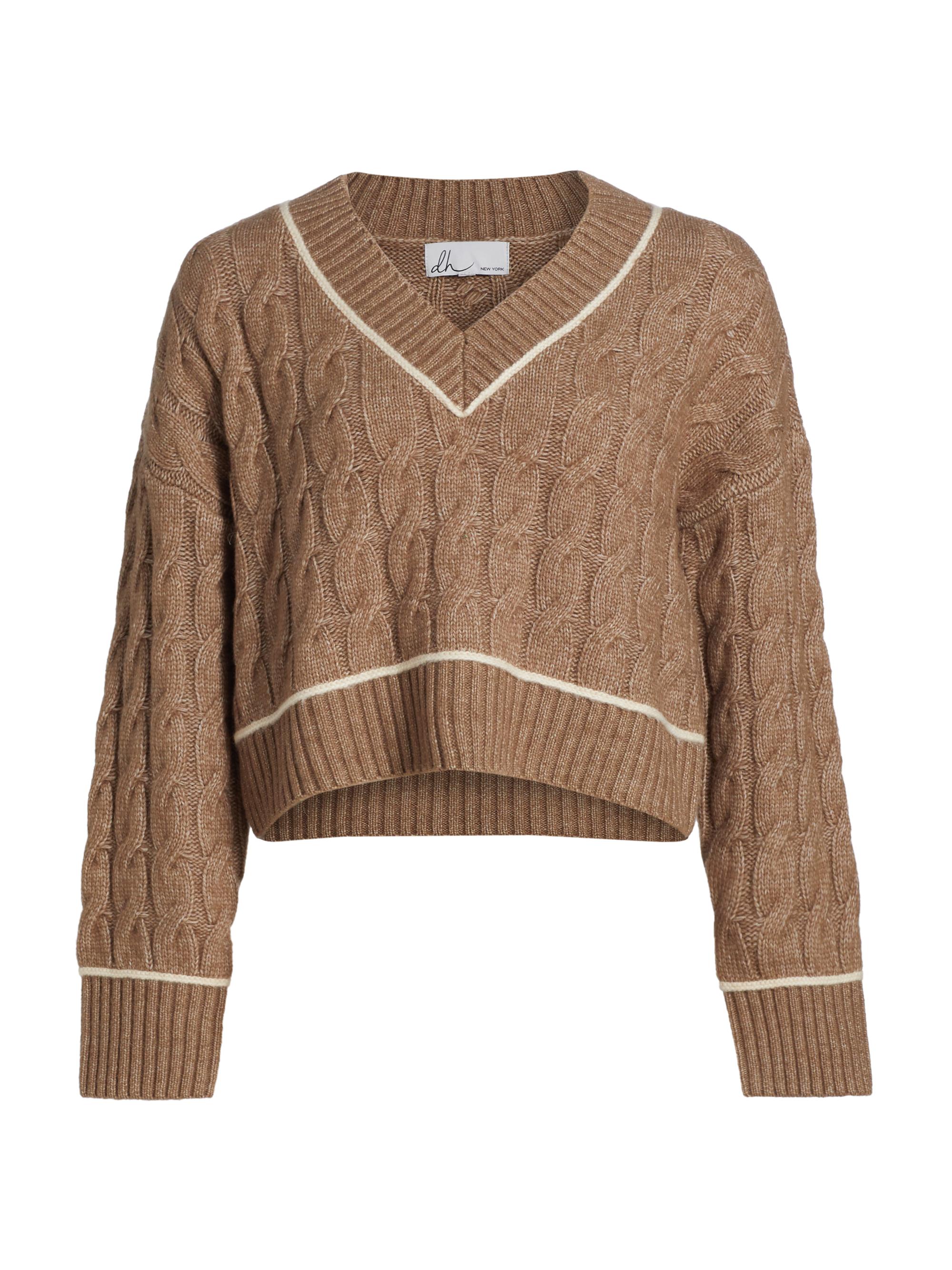 Saks Fifth Avenue COLLECTION Pointelle V-Neck Cashmere Sweater 