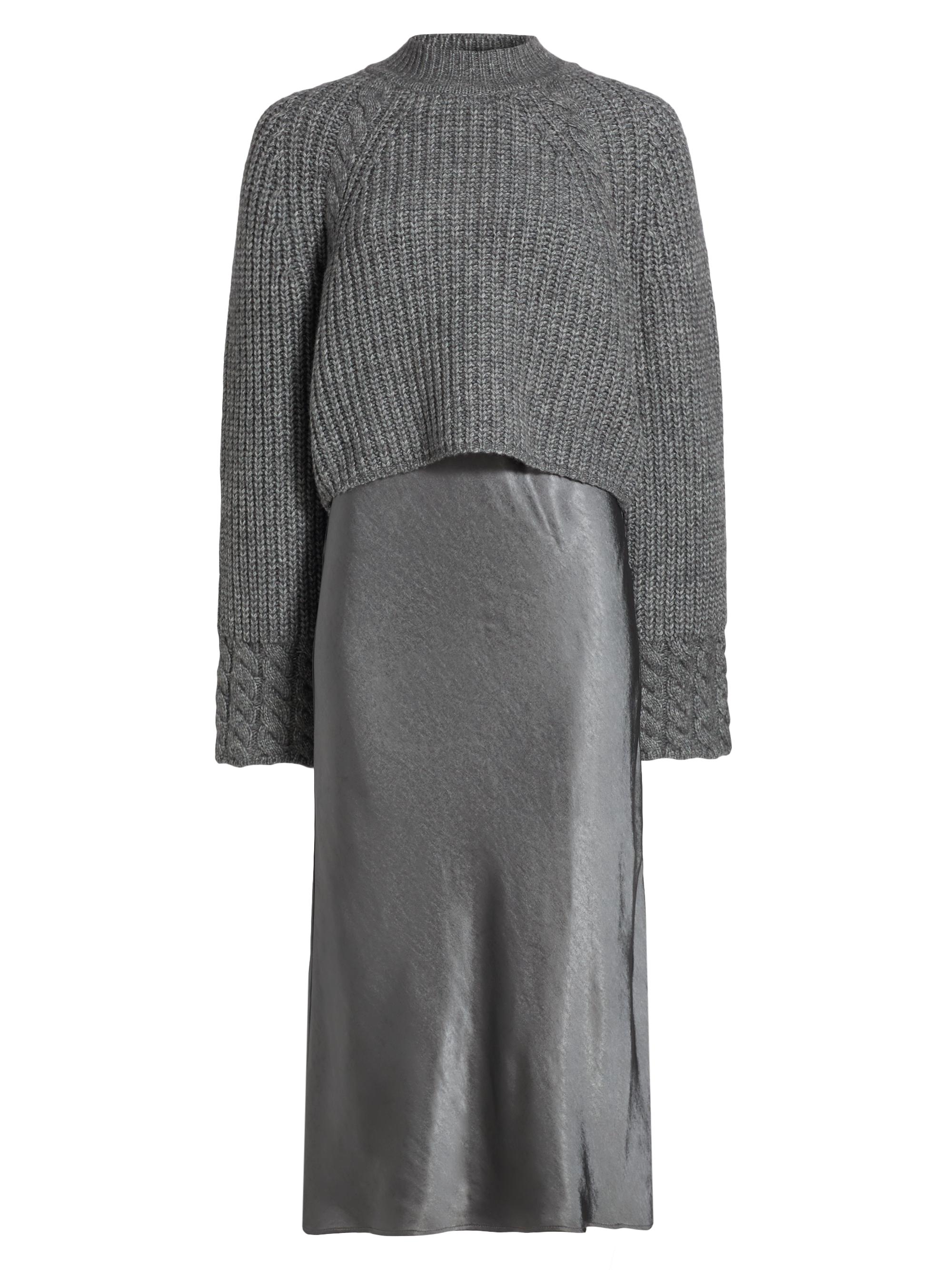 dh New York Women's Kaz Wool-Blend Layered Midi-Dress - Charcoal Grey
