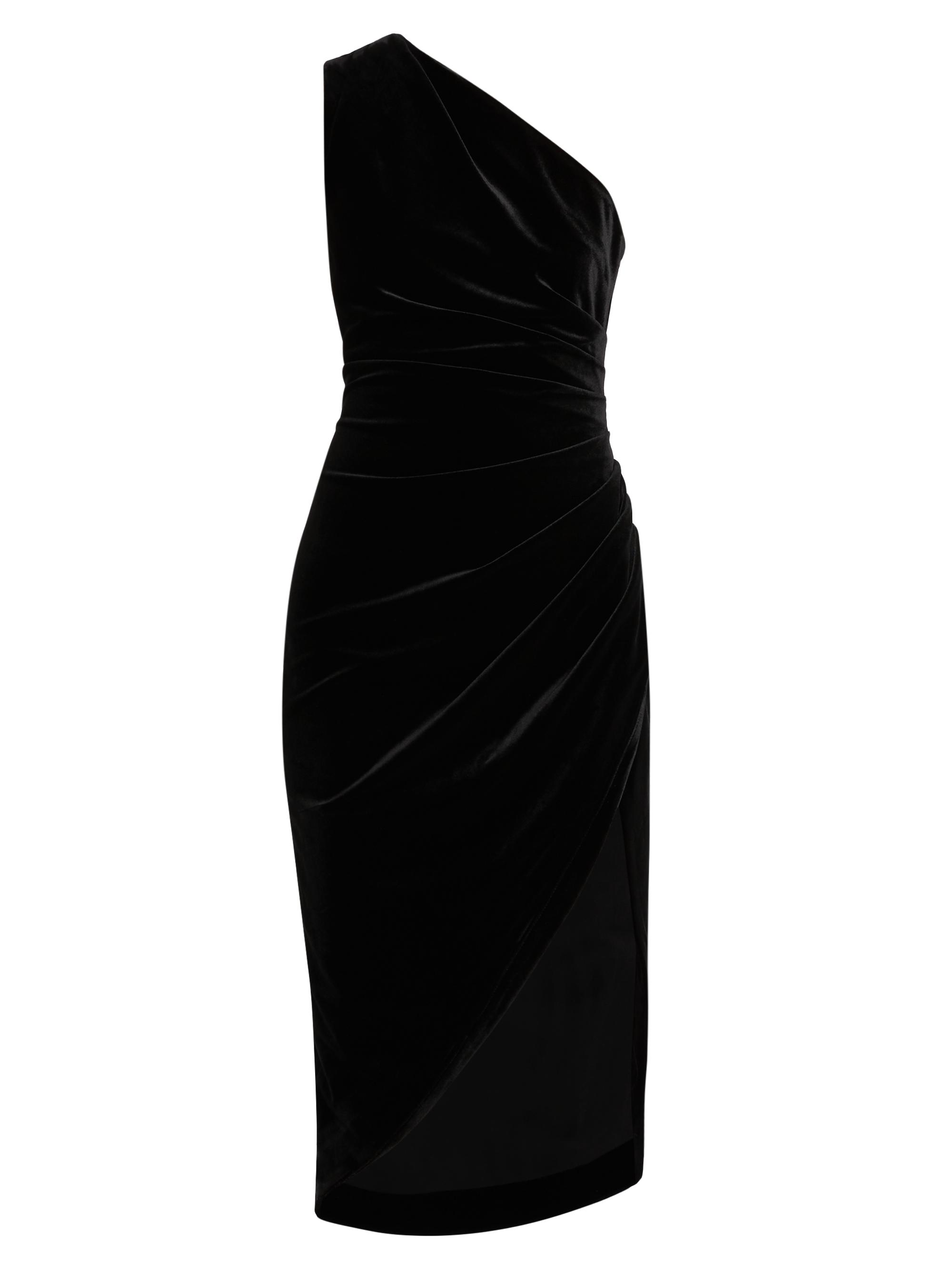 Elliatt Women's Solene Asymmetric Velvet Midi-Dress - Black