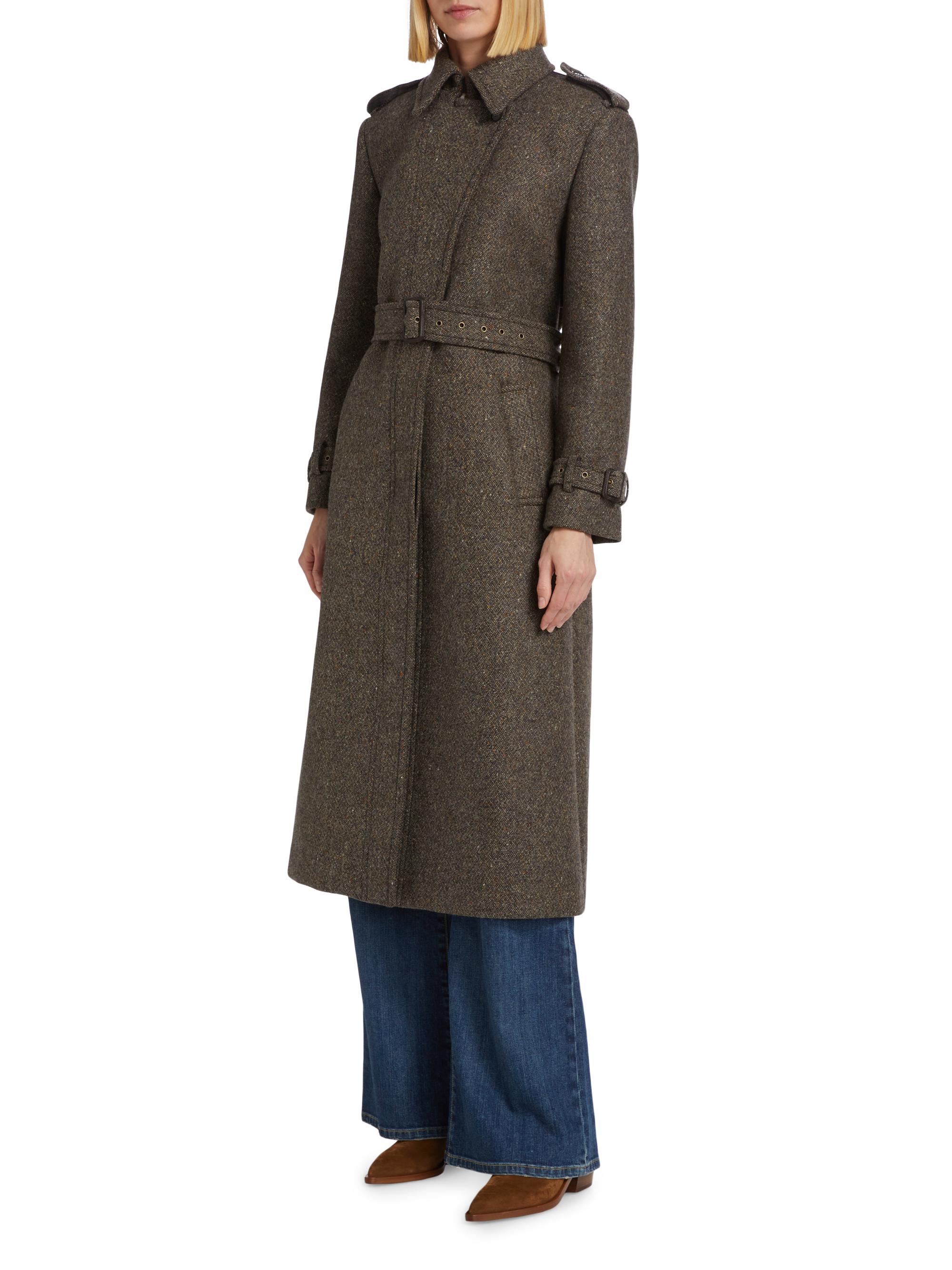 Nili Lotan Isabelle Tweed Belted Trench Coat | Saks Fifth Avenue