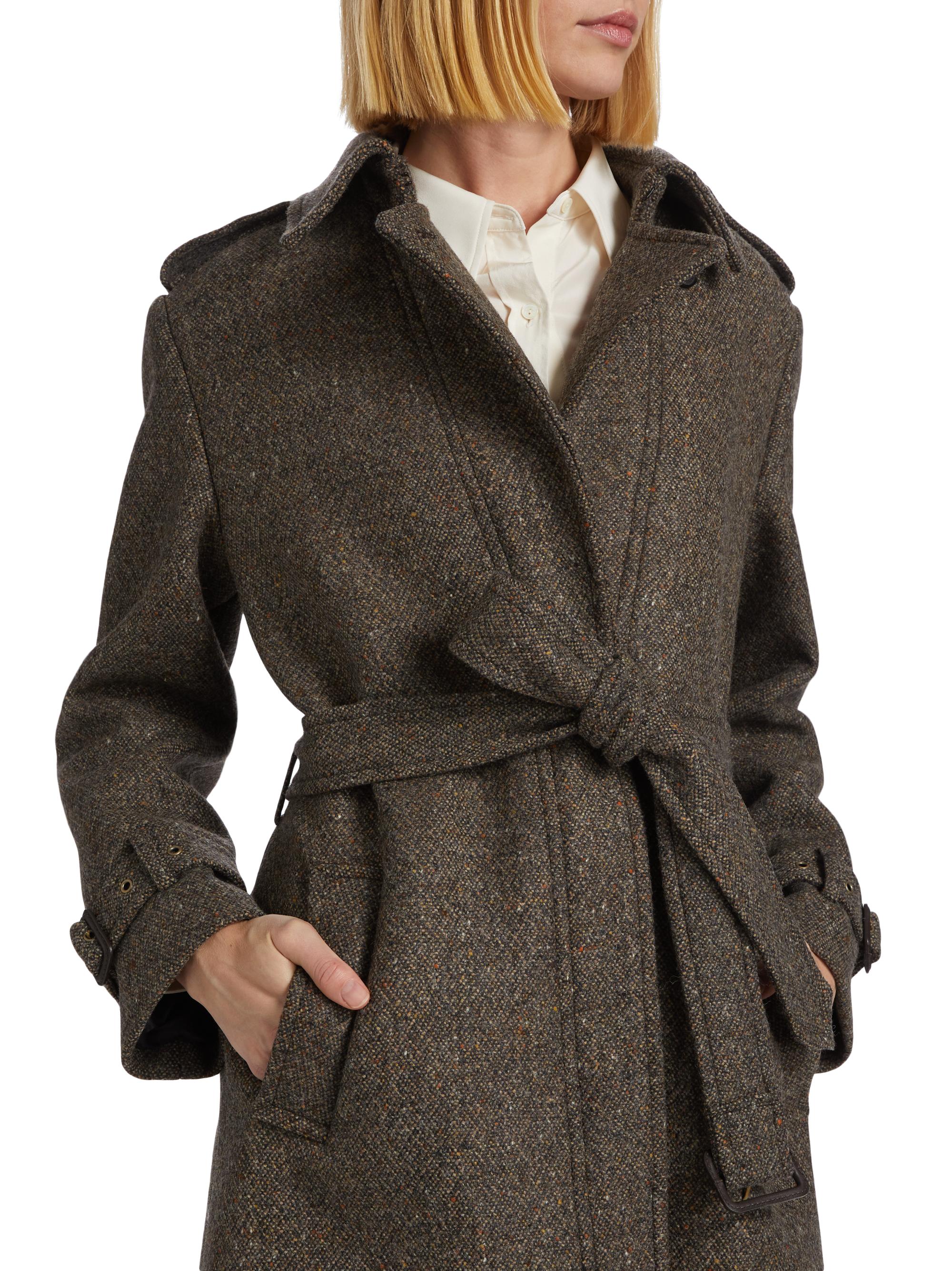 Nili Lotan Isabelle Tweed Belted Trench Coat | Saks Fifth Avenue