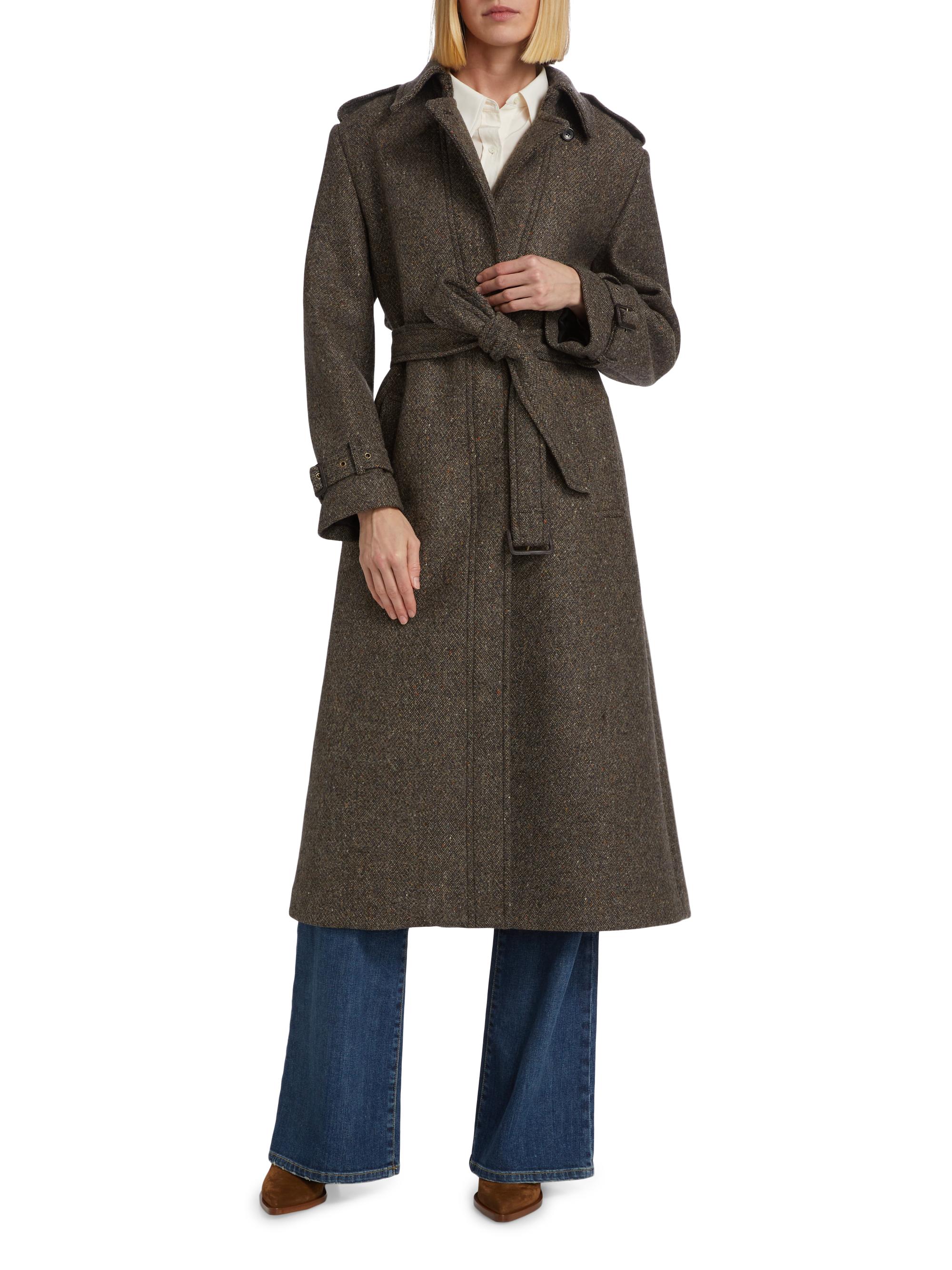 Nili Lotan Isabelle Tweed Belted Trench Coat | Saks Fifth Avenue