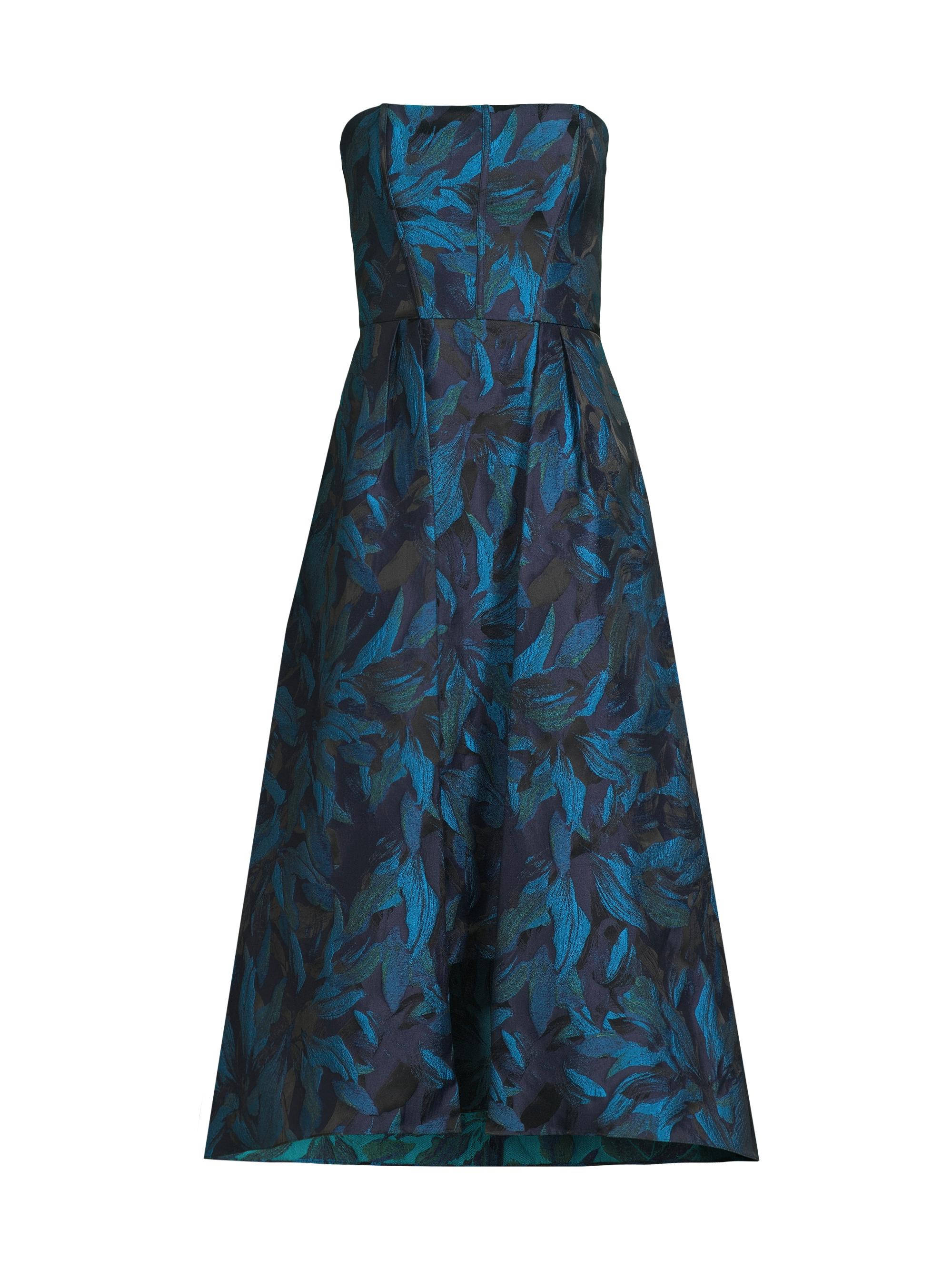 Aidan Mattox Women's Floral Jacquard Fit & Flare Cocktail Dress - Blue Black Multi