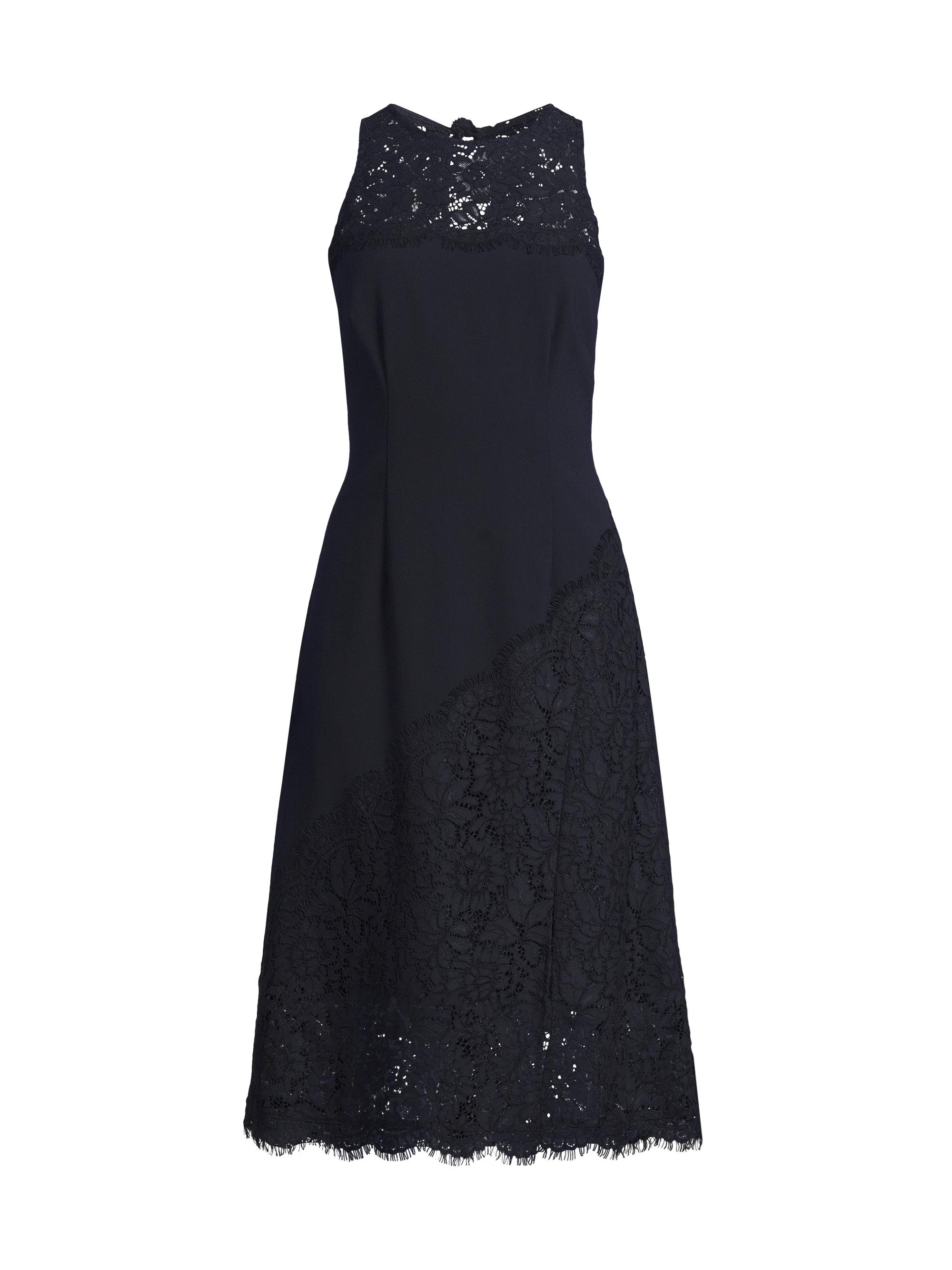 Aidan Mattox Women's Lace-Trimmed Crepe Midi-Dress - Twilight