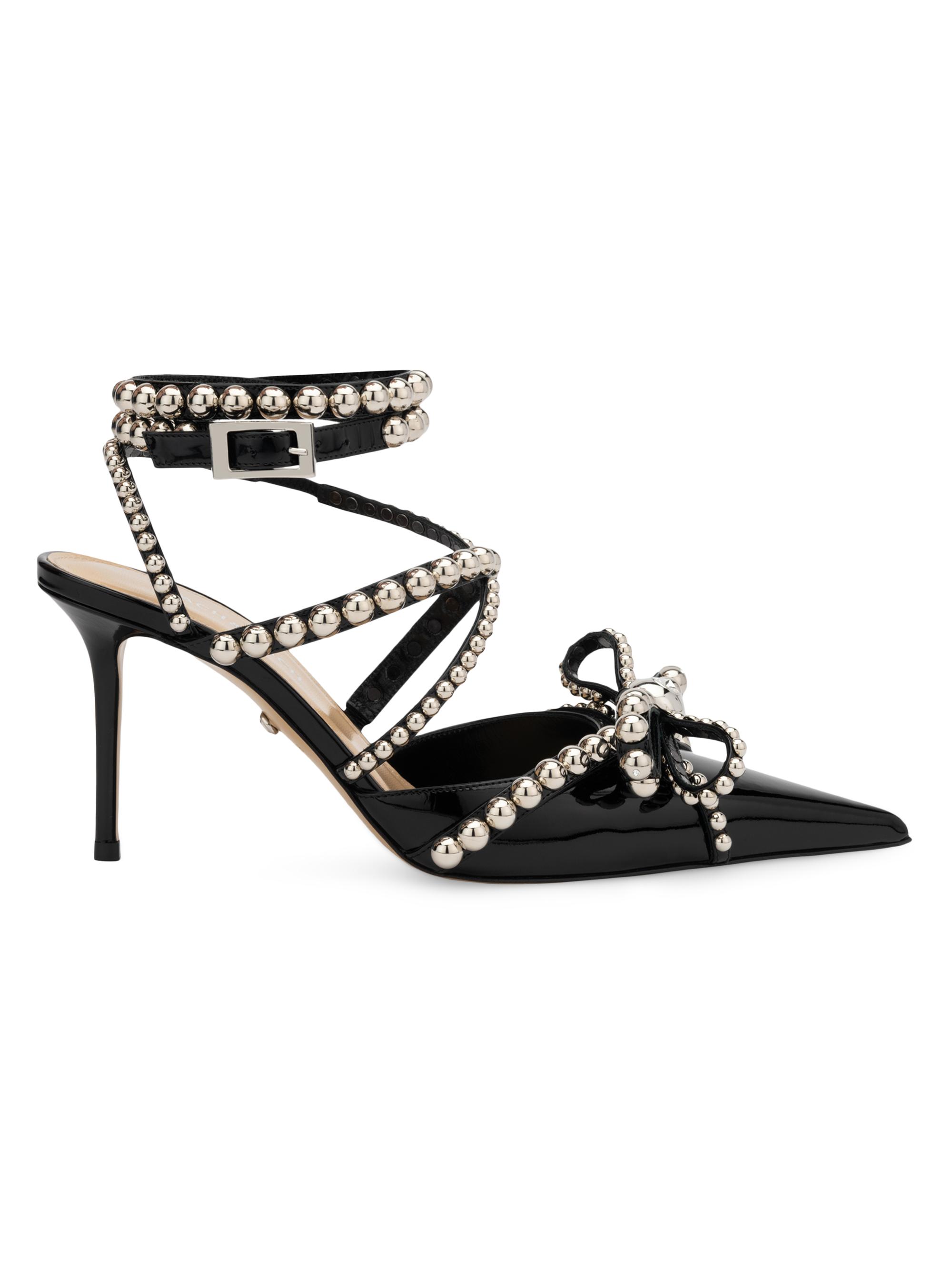 Mach & Mach Women's 85MM Crystal-Studded Patent Leather Pumps - Black