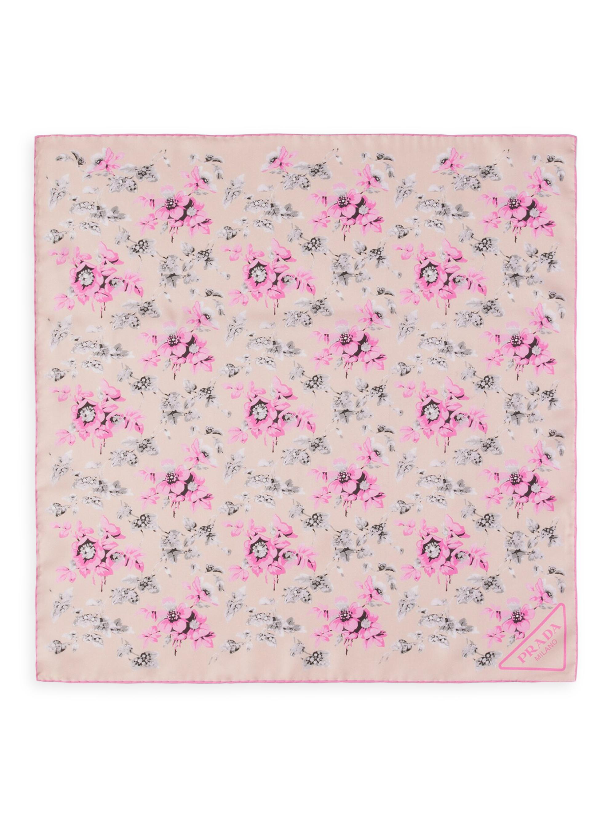 Prada Women's Printed Silk Twill 55CM Square Scarf - Pink