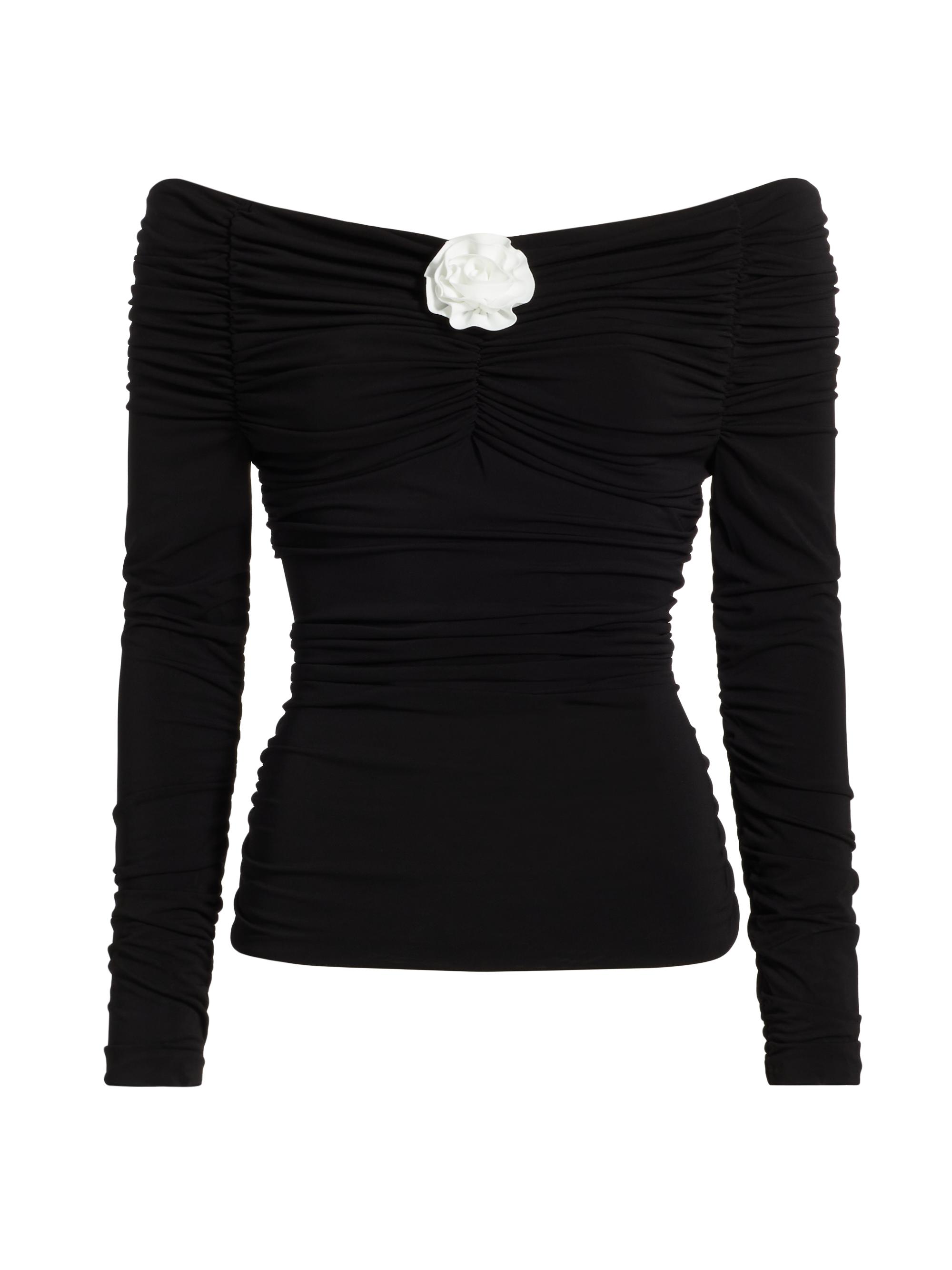 Chiara Boni La Petite Robe Women's Distel Off-the-Shoulder Top - Black White Flower