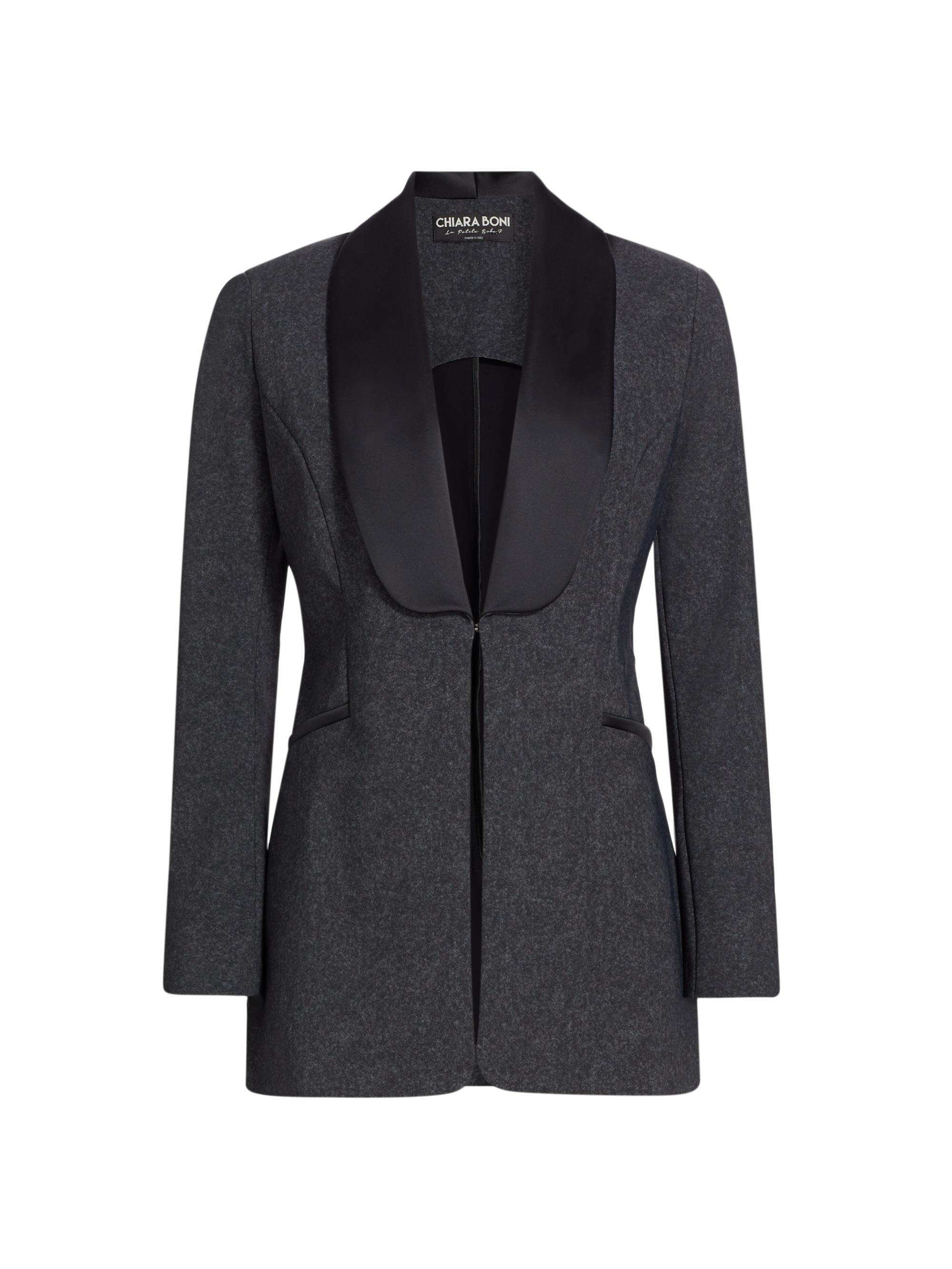 Chiara Boni La Petite Robe Women's Gilla Satin-Lapel Blazer - Grey Flannel
