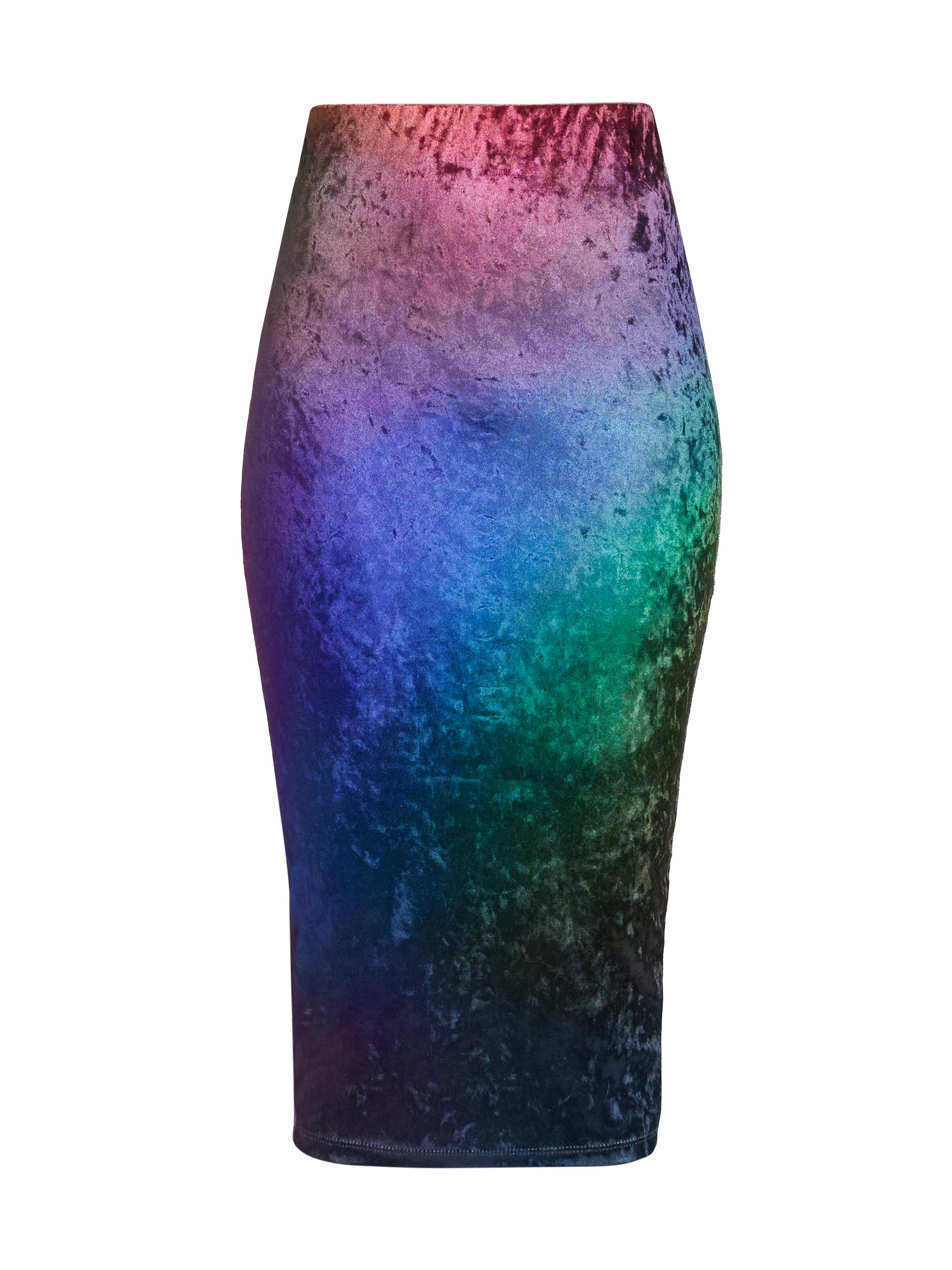 BruceGlen Women's Prism Crushed Velvet Pencil Skirt - Purple