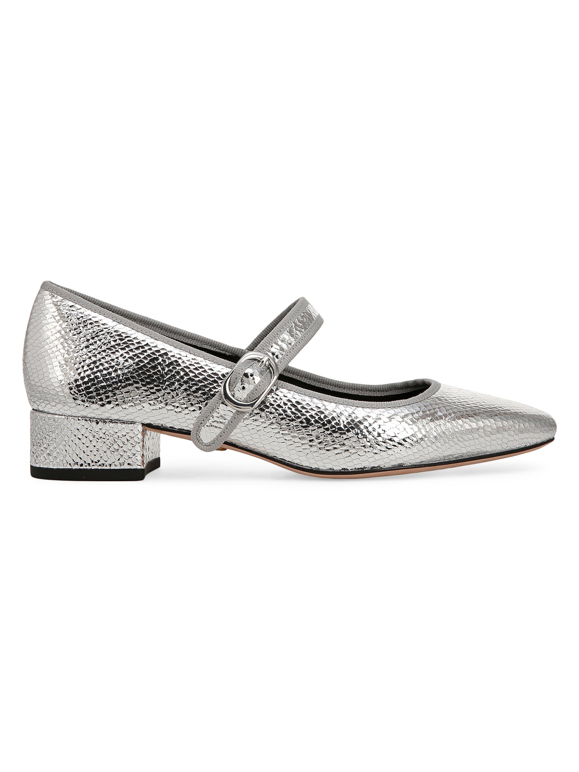 Veronica Beard Women's Cade Metallic Leather Mary Janes - Silver