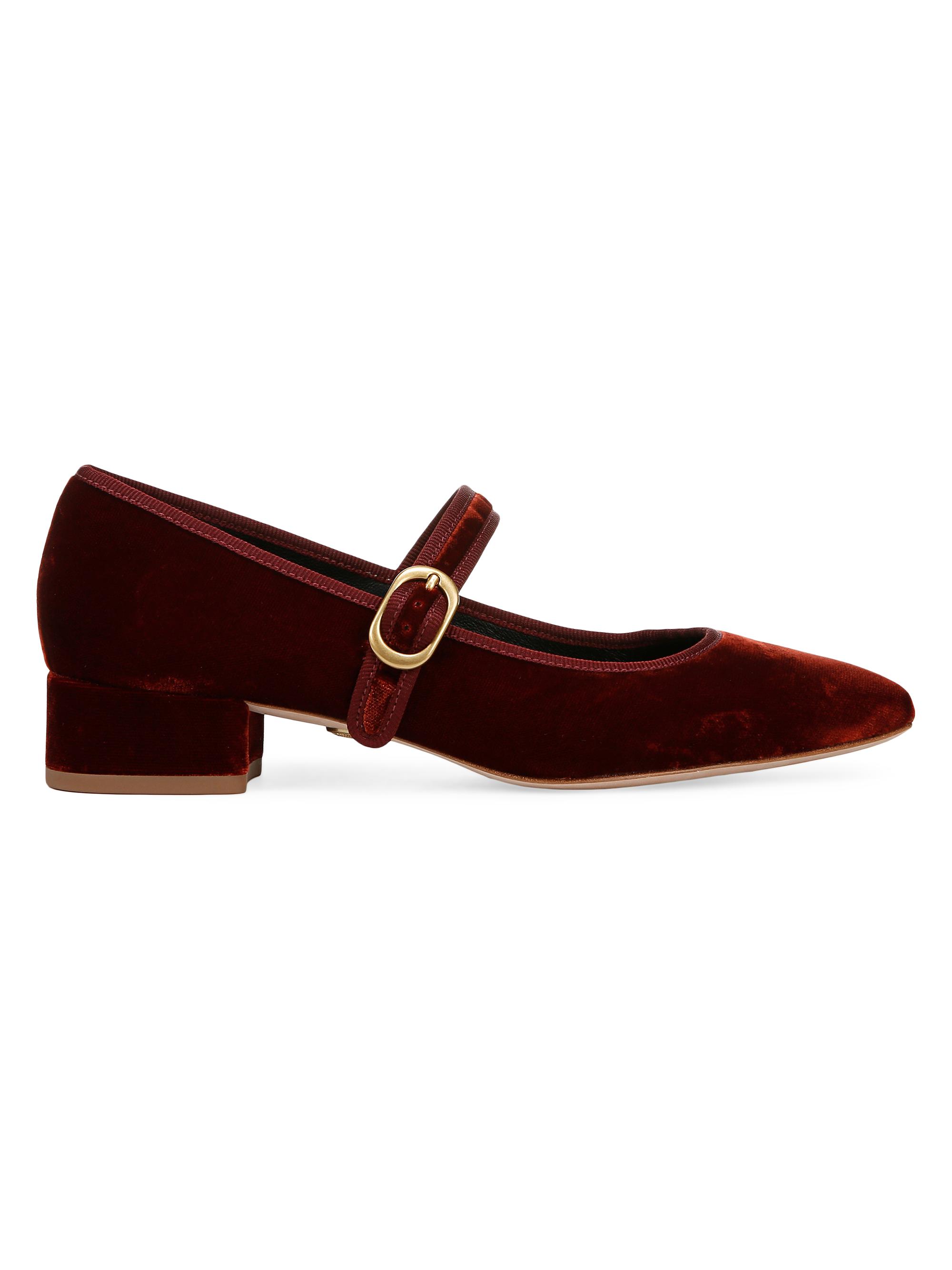Veronica Beard Women's Cade 25MM Velvet Mary Jane Pumps - Red Ochre