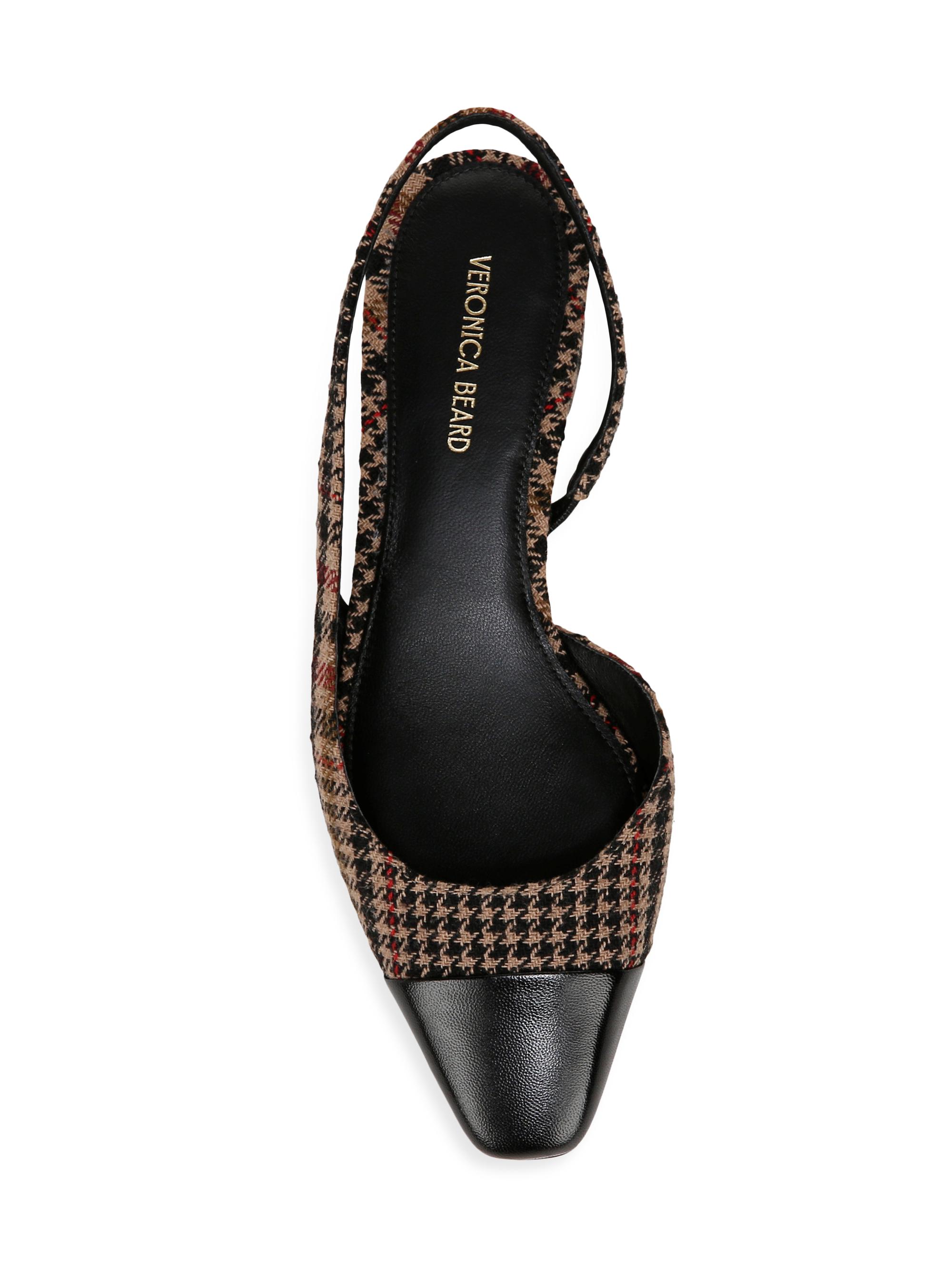 Veronica Beard Cecile 25MM Leather Cap-Toe Plaid Slingback Pumps