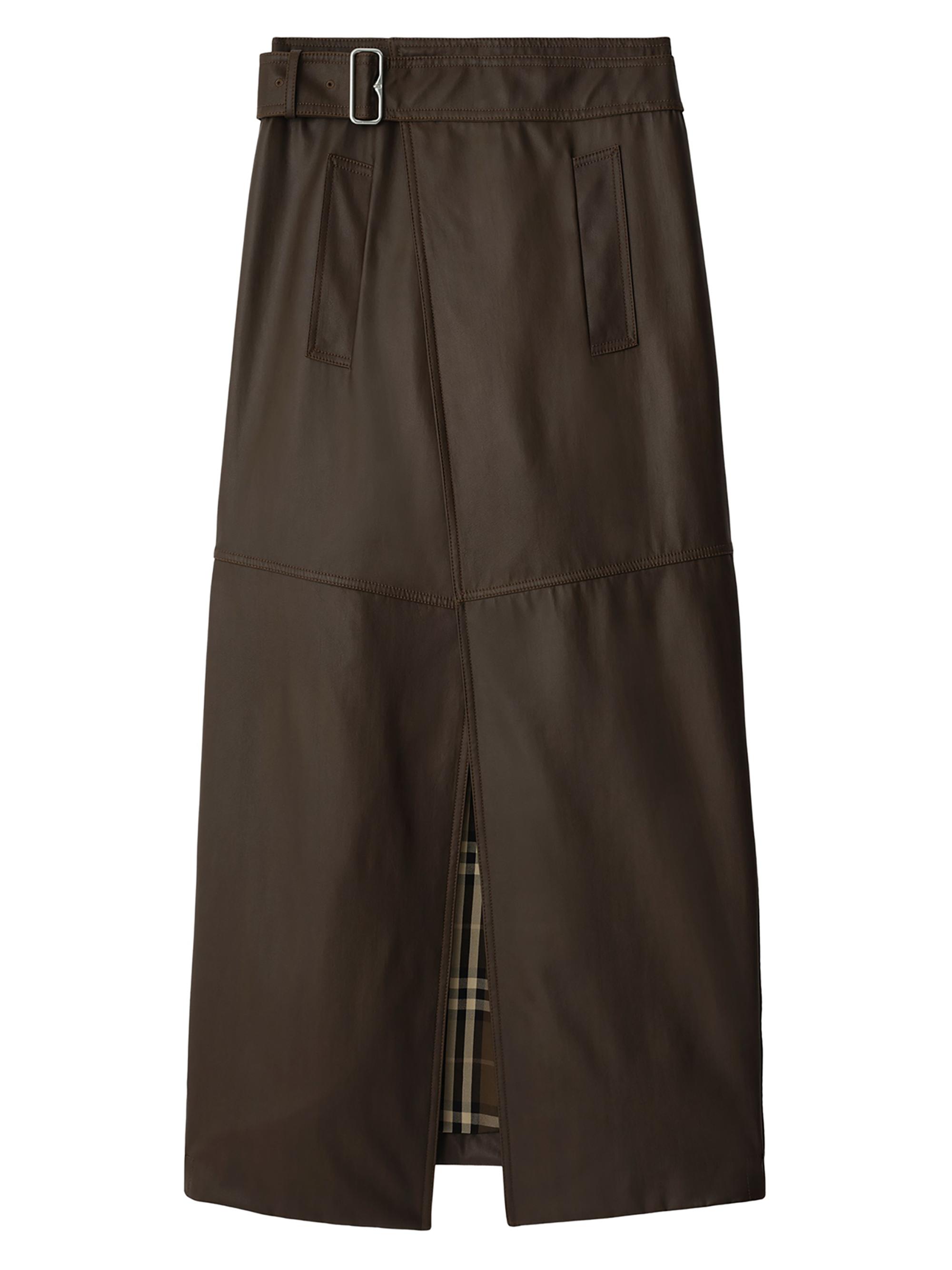 Burberry Women's Buckled Wool-Blend Twill Maxi Skirt - Bramble