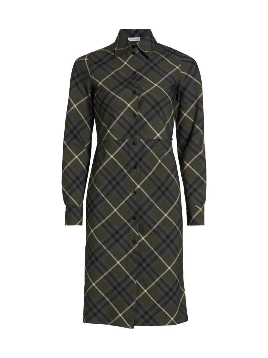ワンピース BURBERRY CHECK WOOL BLEND CHEMISE DRESS Burberry Check Wool-Blend Slim-Fit Shirtdress | Saks Fifth