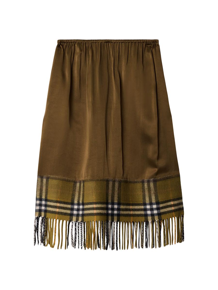 Burberry Fringed Satin Midi-Skirt | Saks Fifth Avenue