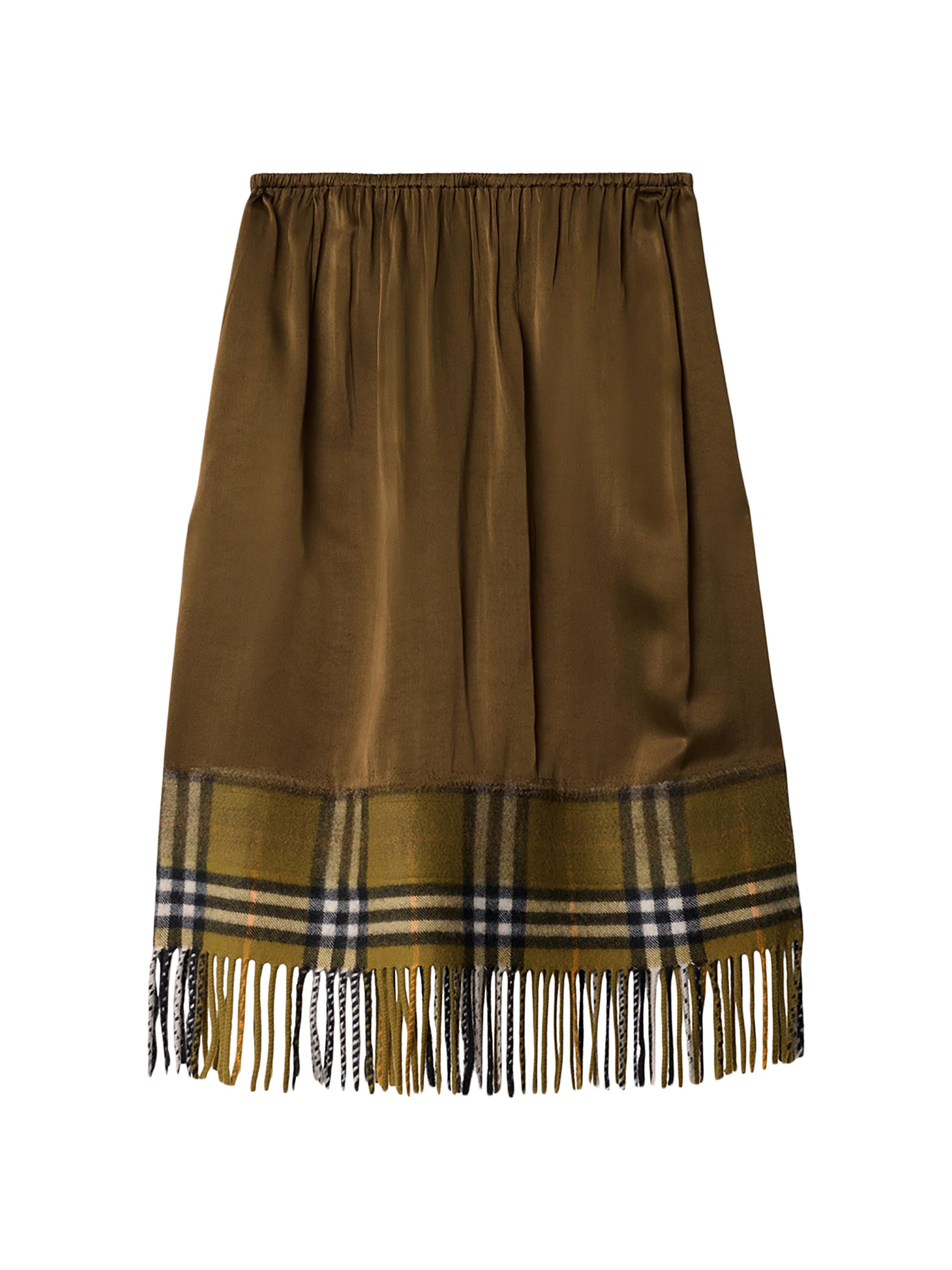 Burberry Women's Fringed Satin Midi-Skirt - Camp