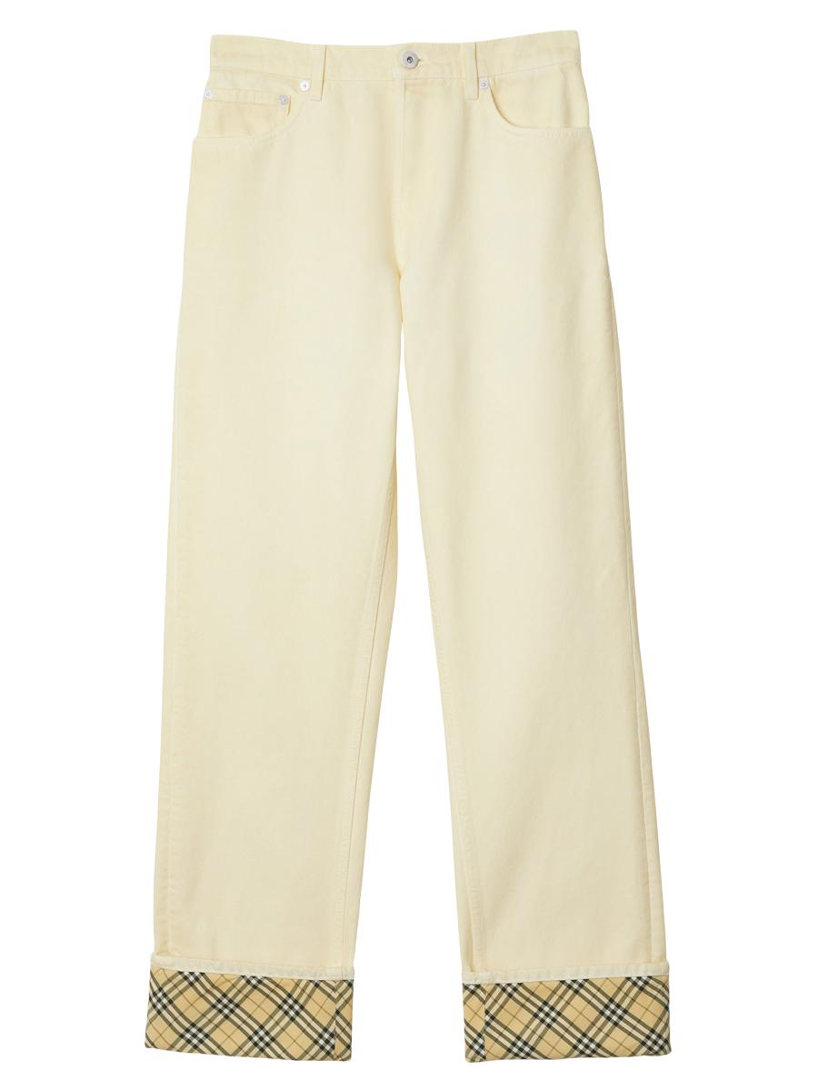 デニム・ジーパン BURBERRY Women Denim Pants 8105130B8622 Beige Burberry Check Mid-Rise Straight-Leg Jeans | Saks Fifth Avenue