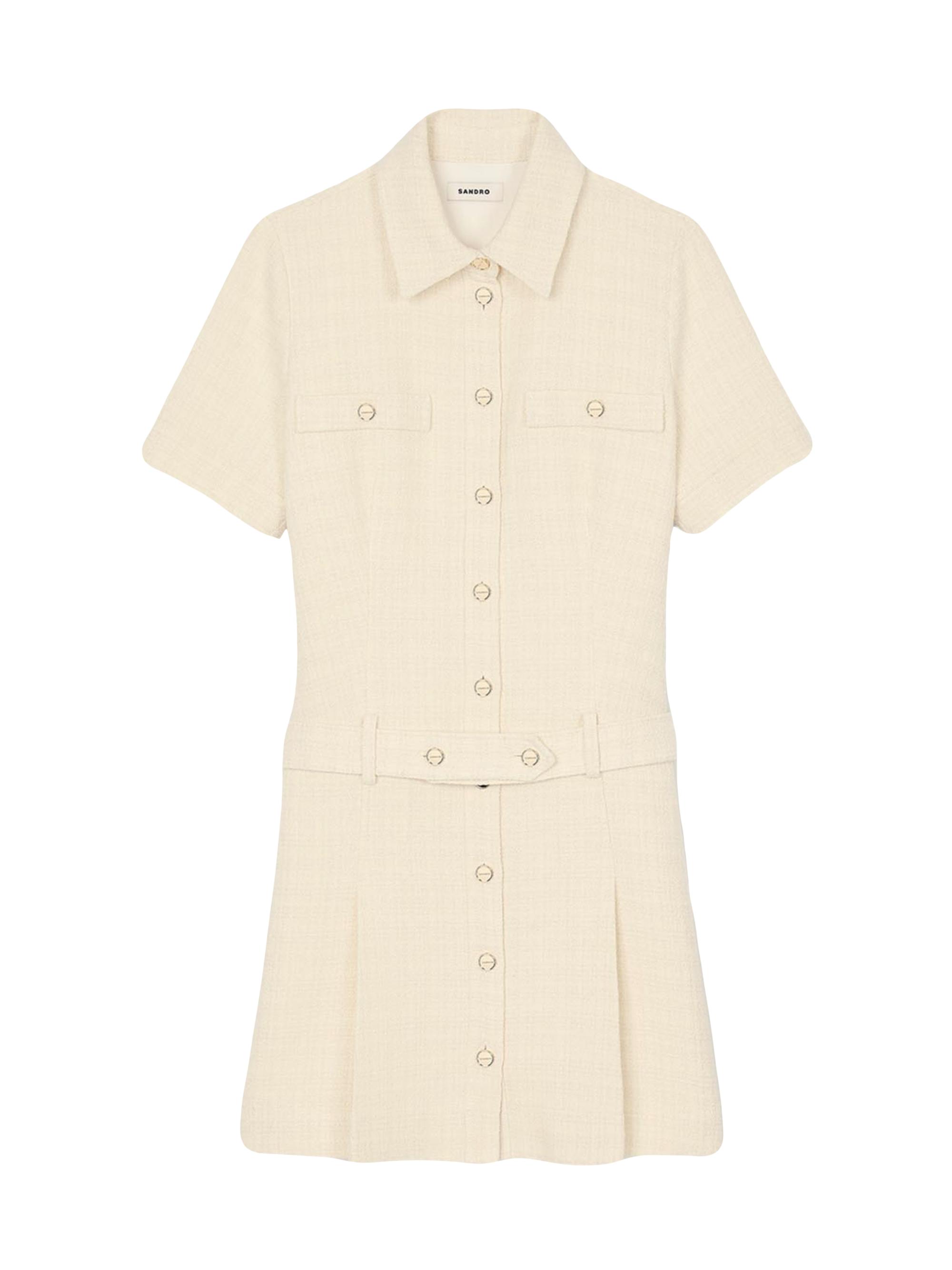 Sandro Women's Short Tweed Dress - Ecru