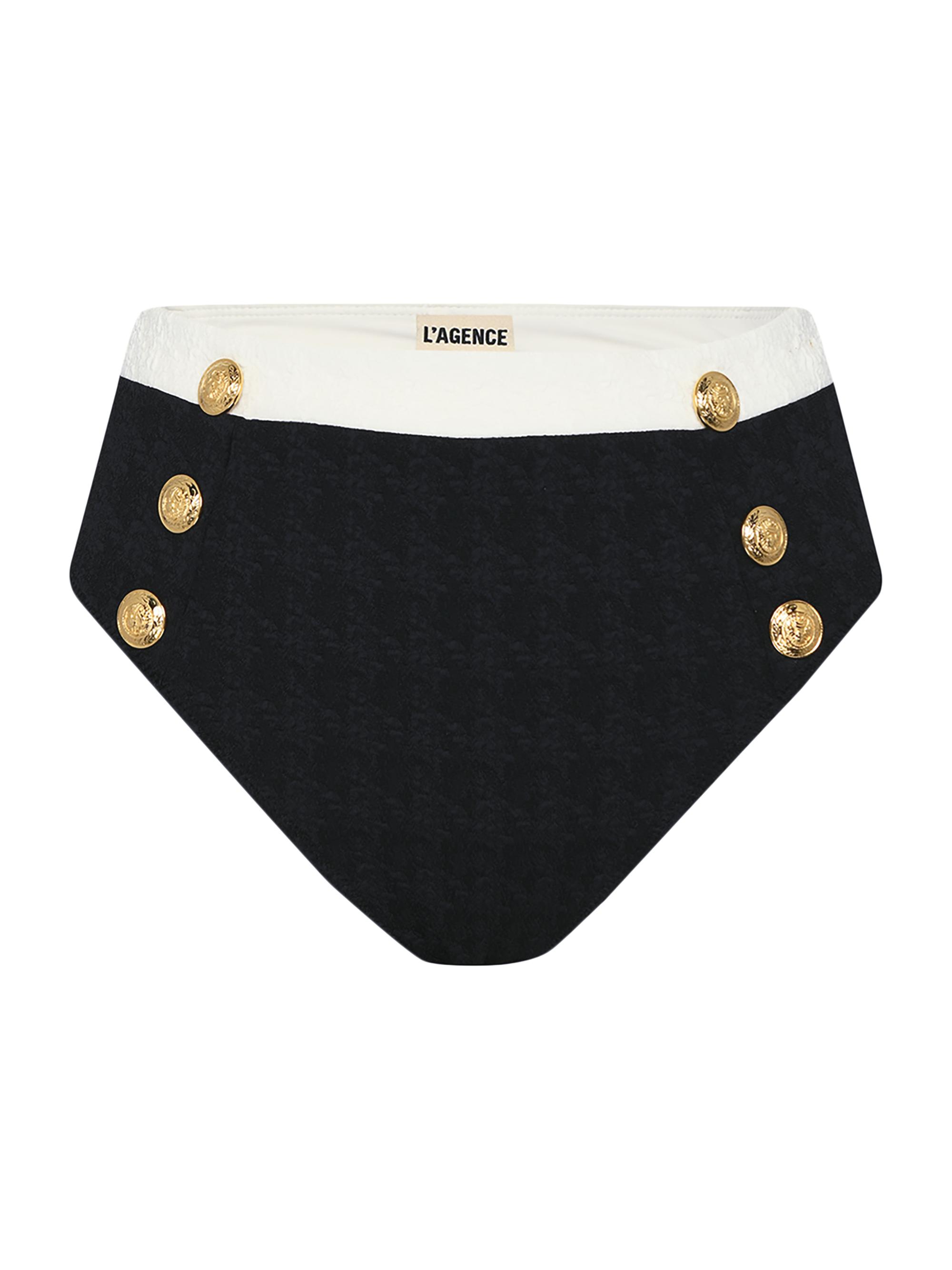 L'AGENCE Women's Colorblock Chic Vanessa High-Waisted Bikini Bottom - Black